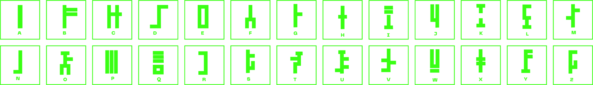 The 26 character Alienware alien alphabet