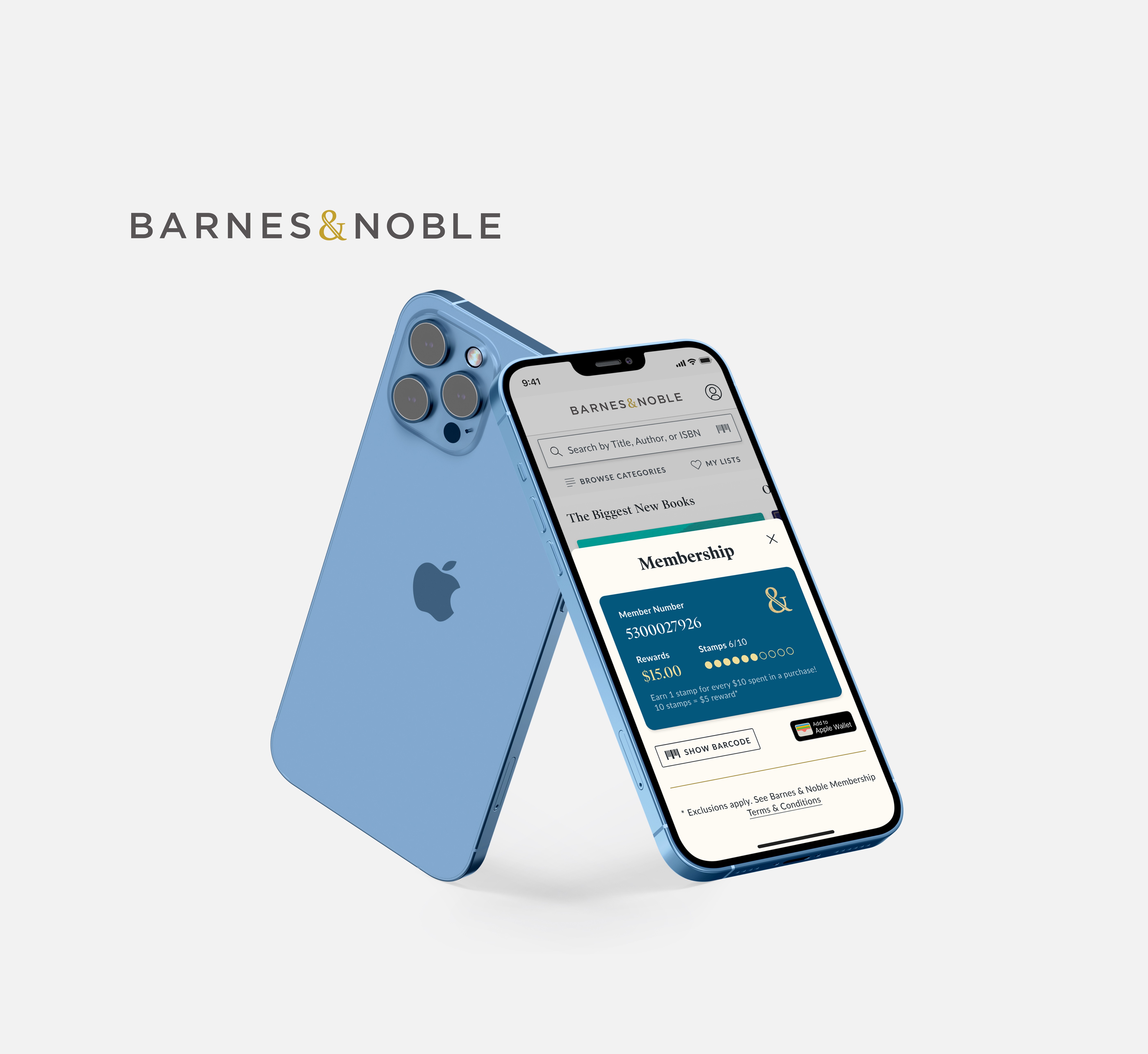 Barnes & Noble app displaying a Premium Membership card on screen