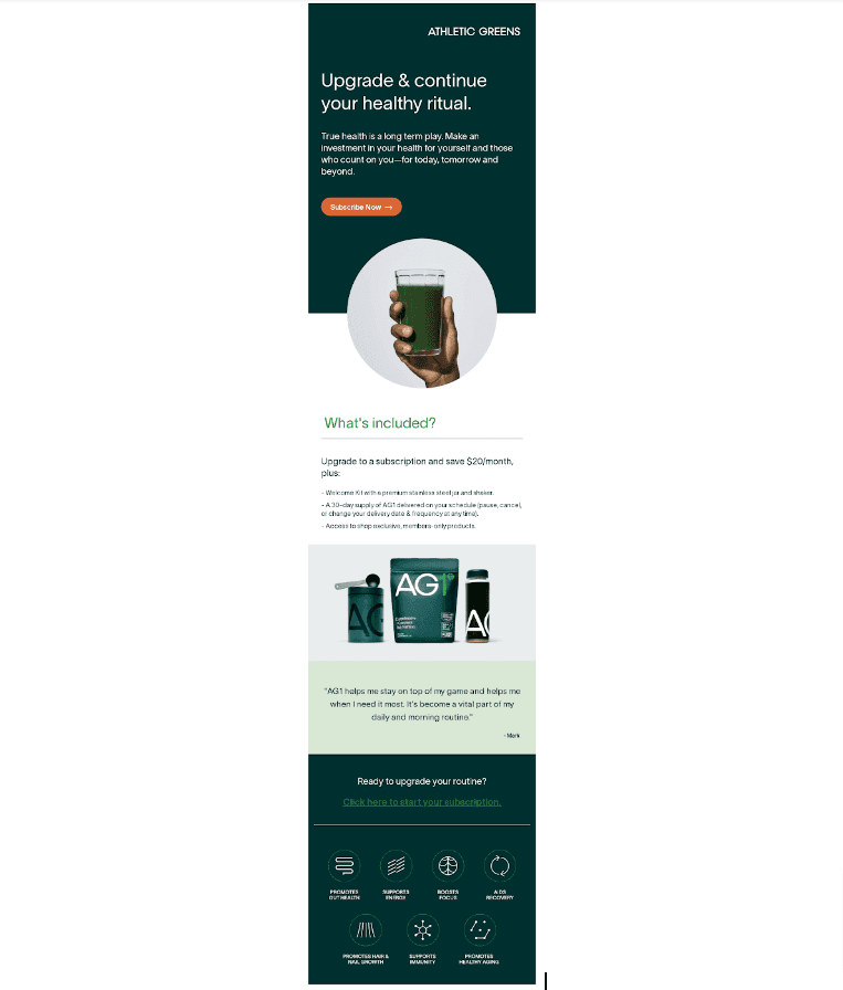 athletic greens conversion funnel