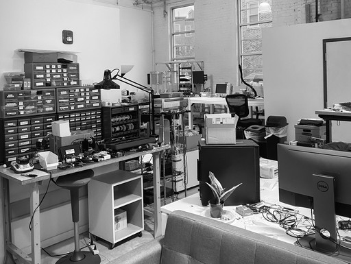 Team working in an office watching at a presentation