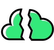 A broken green cloud, symbolizing a security issue