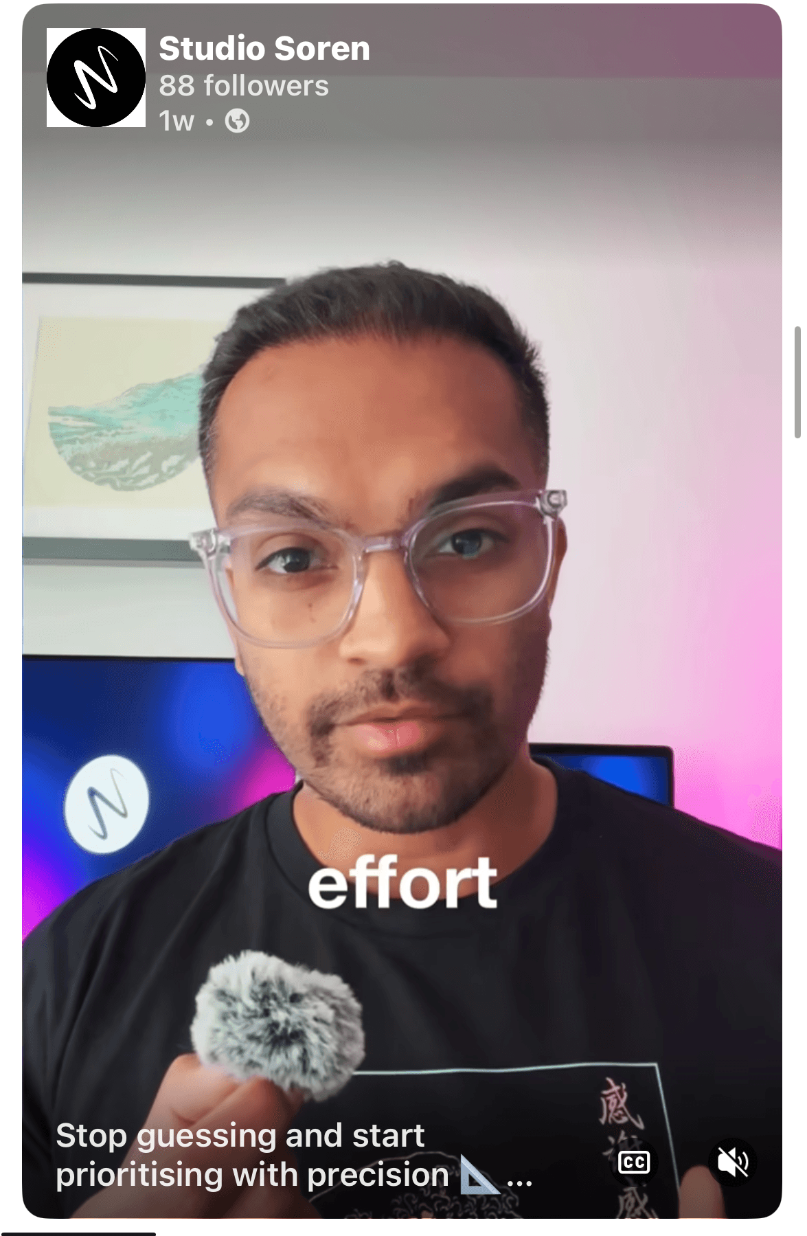 Suraj Soren Appearing on a Linkedin Reel discussing the Impact vs Effort Matrix