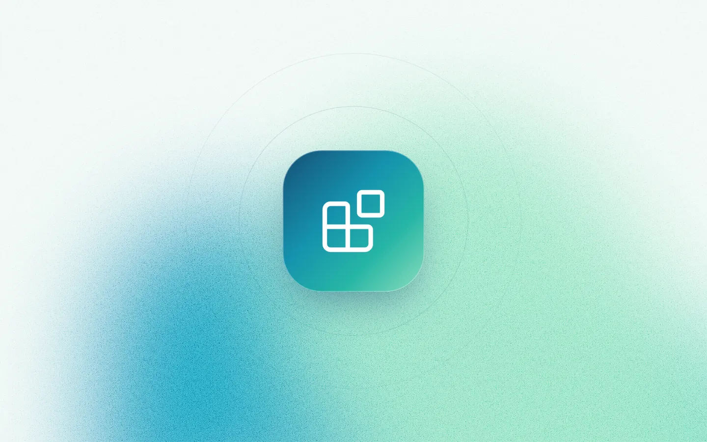Building blocks icon on a grainy ocean-to-mint gradient