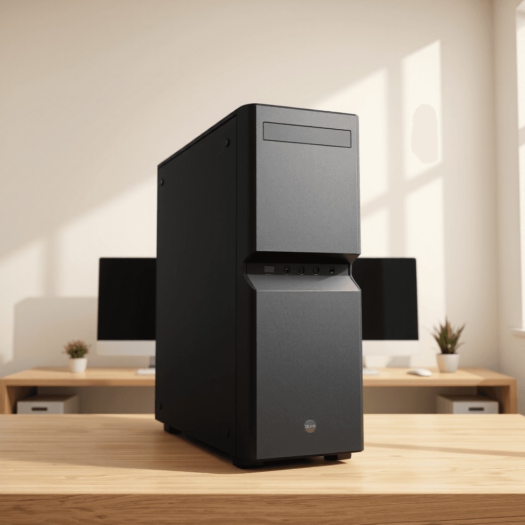 product photography of desktop computer tower