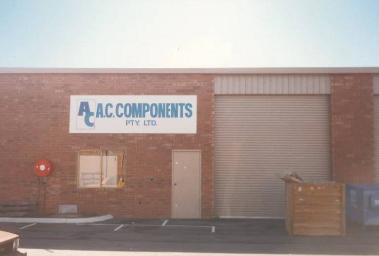 Historic photo of Advantage Air’s original AC Components garage in Morley, WA, marking the company’s beginnings before expanding into its first warehouse.