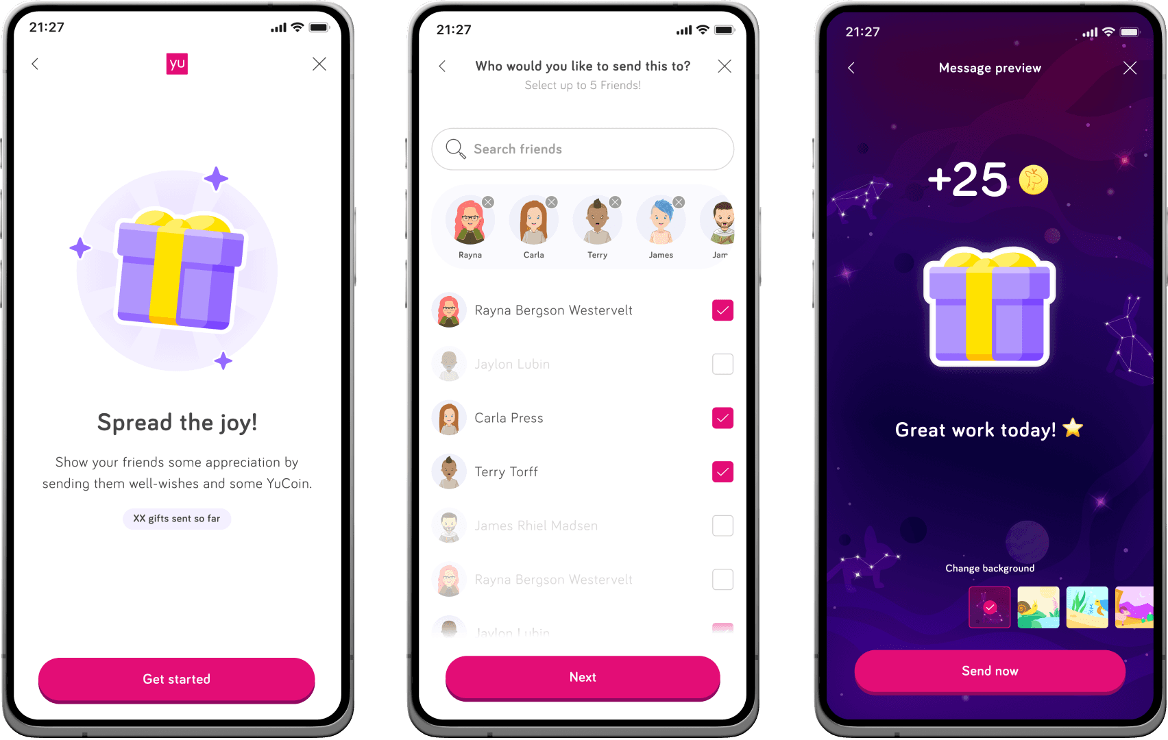 An image of three device mock ups showing the YuLife quit smoking app feature screens - smoking hub, reward and milestone.