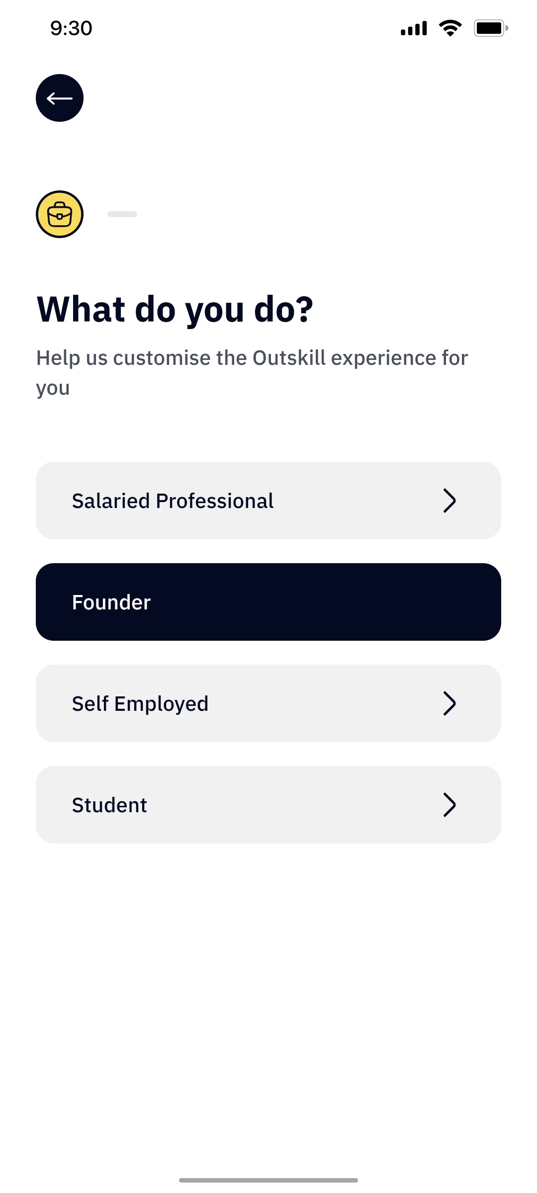 Outskill what do you do selected screen