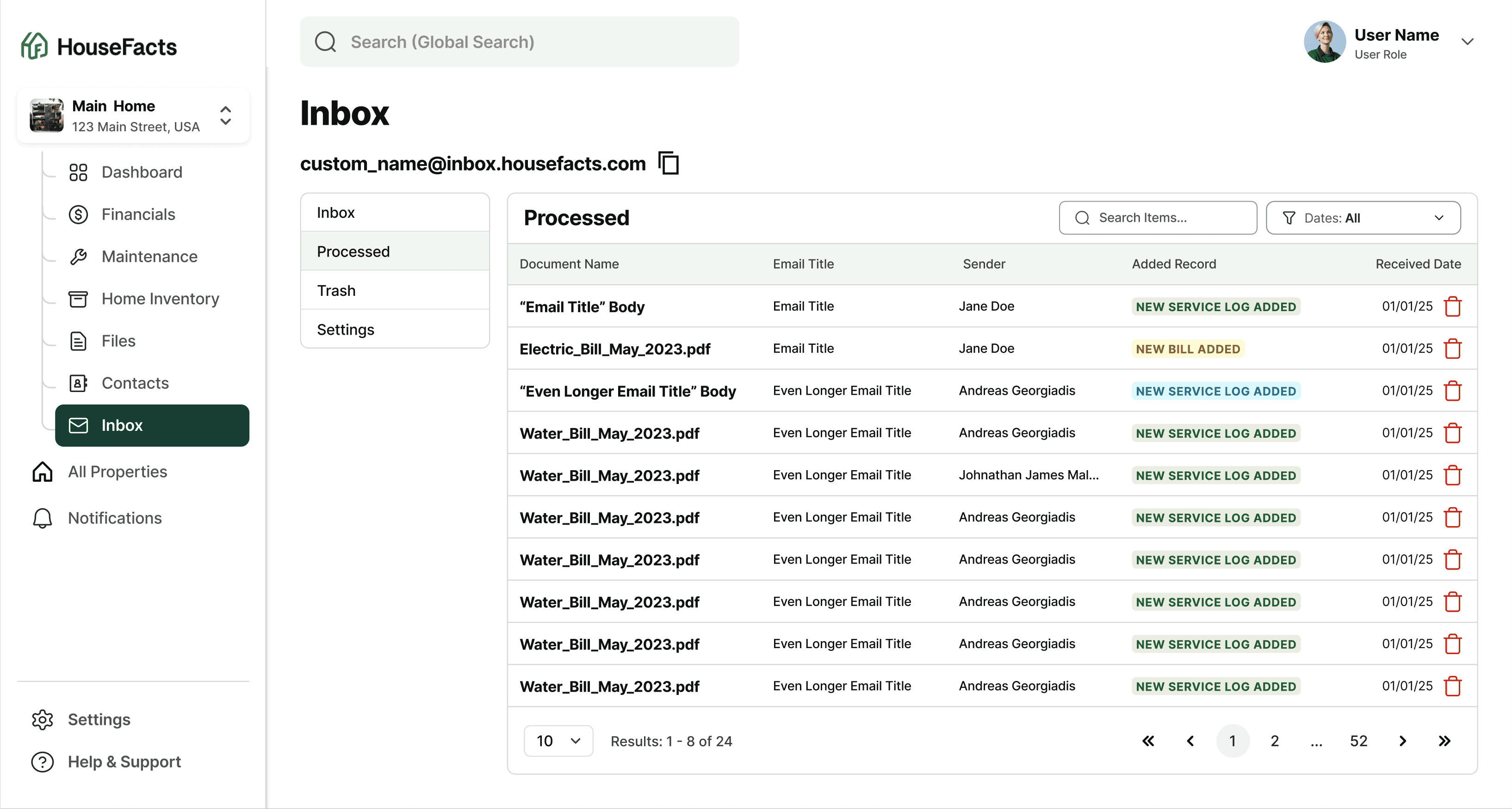 Email inbox that would automatically process documents sent to the email
