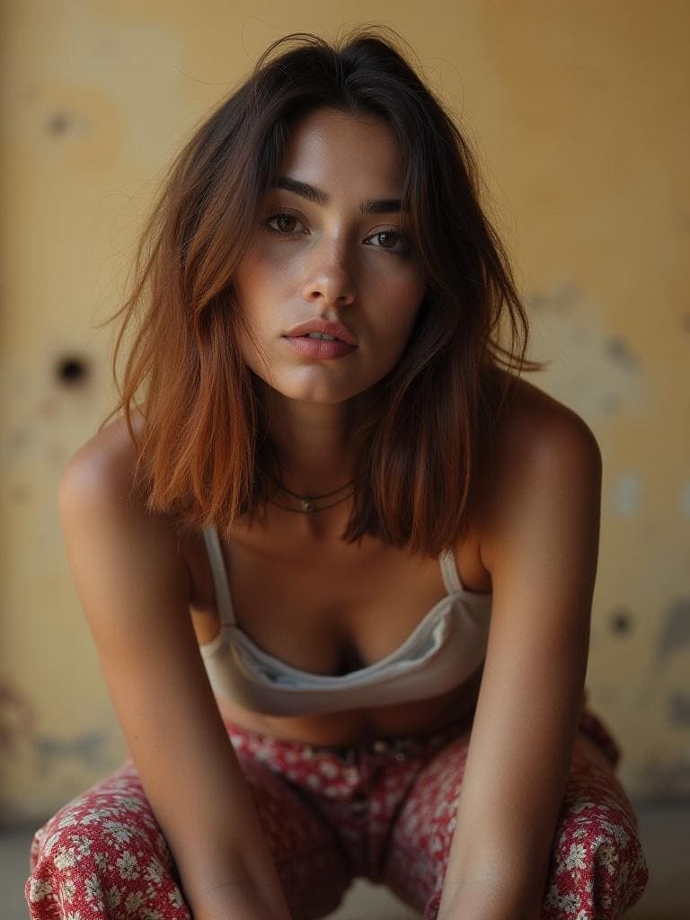 Street style short-haired girl reacting to a random face about urban city legends.
