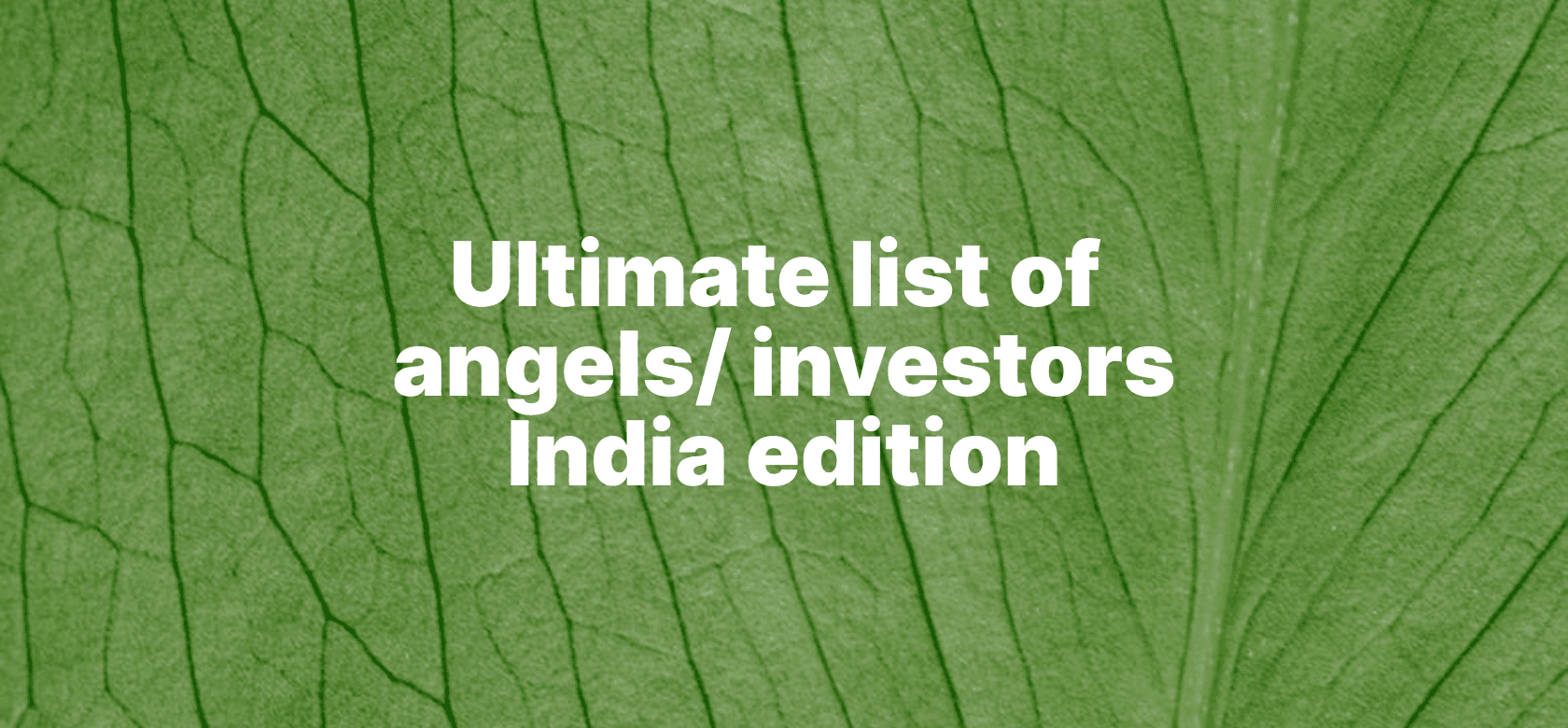Ultimate list of angels/ investors : India edition
