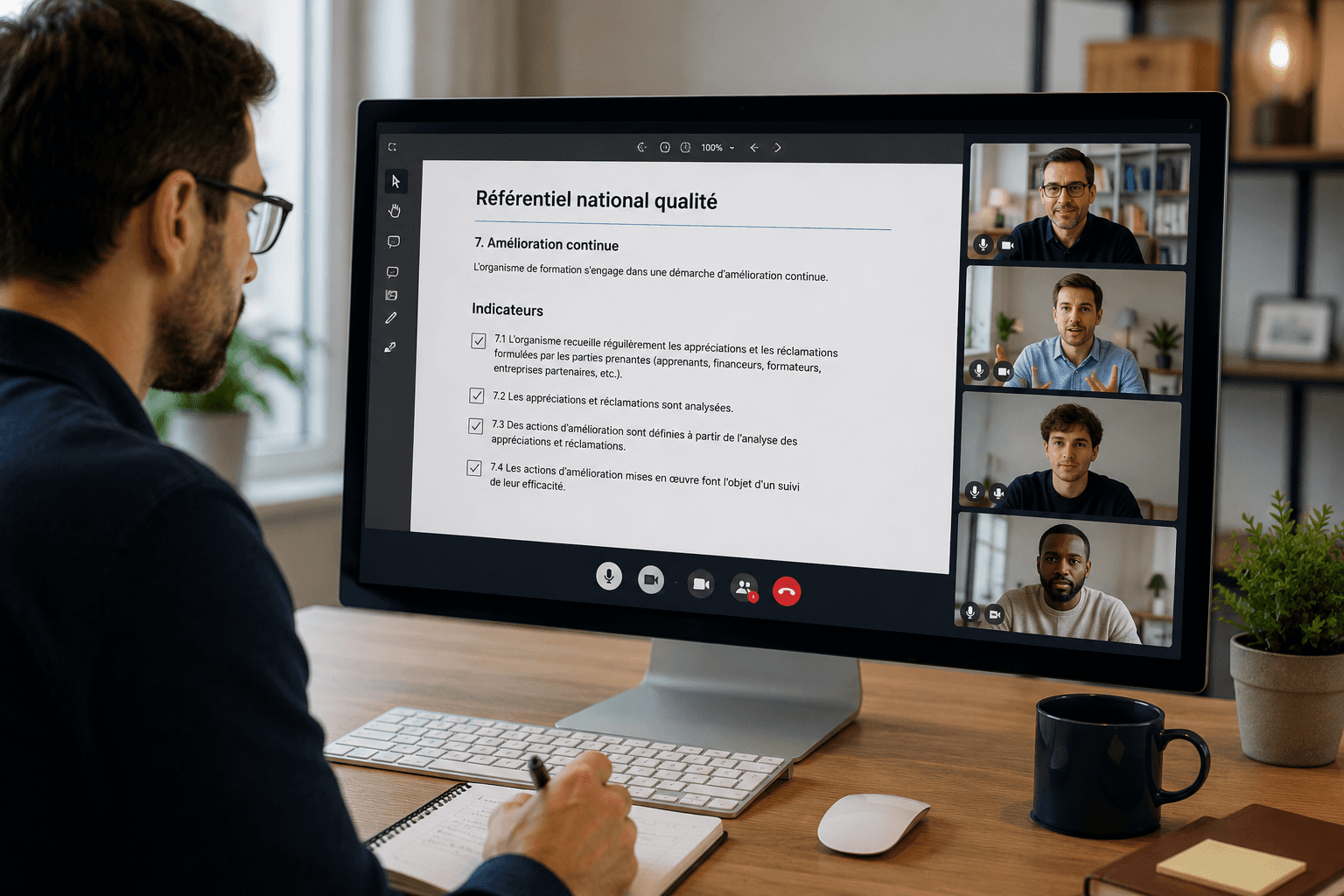 Session de travail Qualiopi à distance avec un consultant