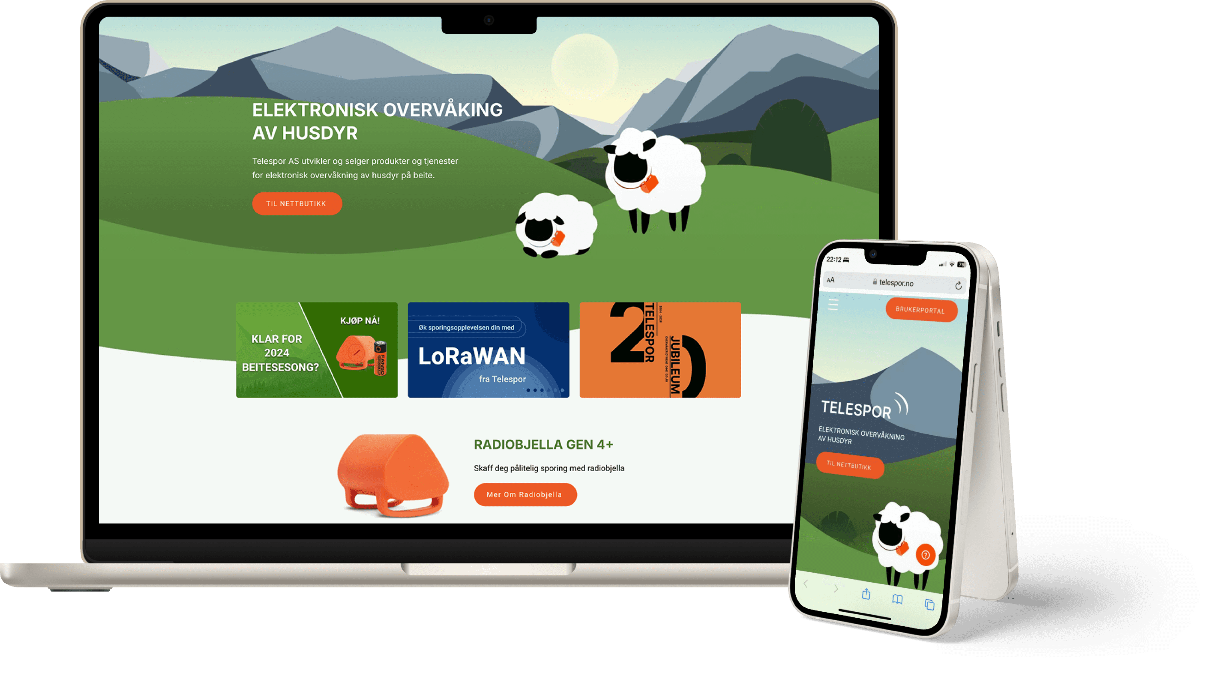 Telespor website redesign shown on laptop and smartphone screens