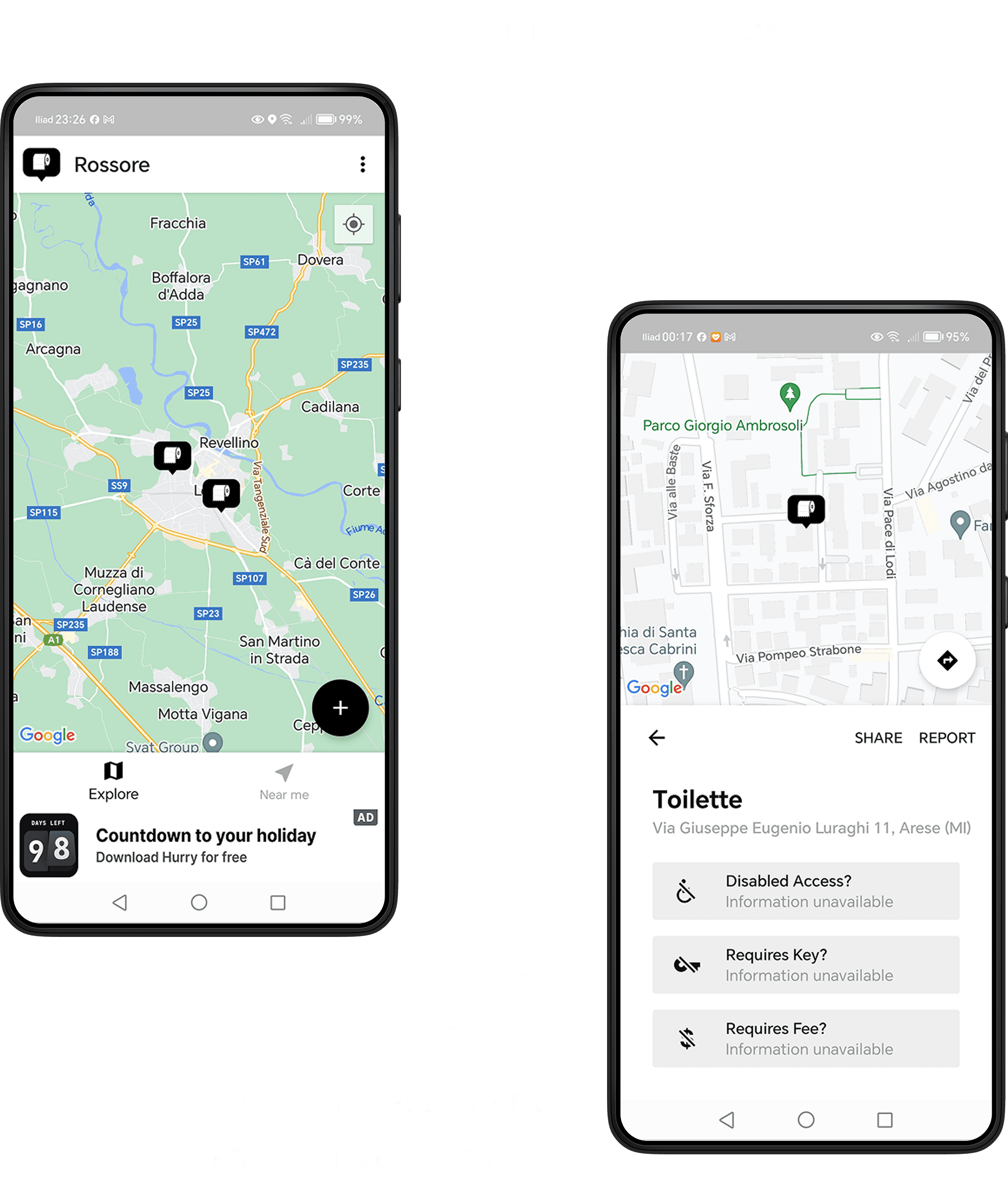 Original app bathroom features, like "disabled access?" and "requires fee?"
