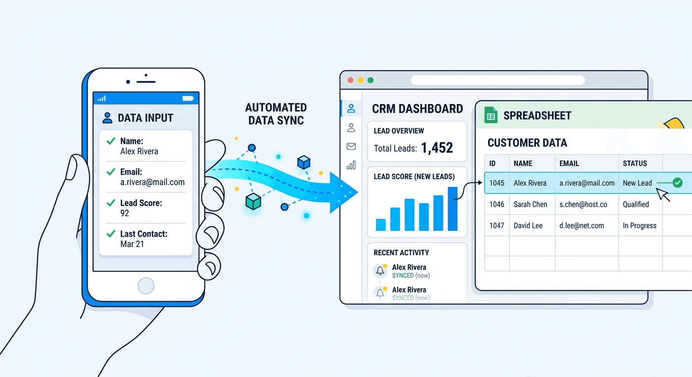 Habsy exporting scanned business card contacts to CRM using CSV workflow