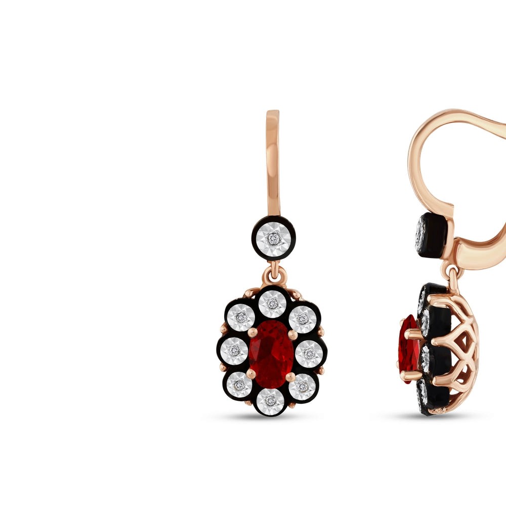 Assos 0.06 Karat Yakut Renkli Rose Altın Elmas Küpe