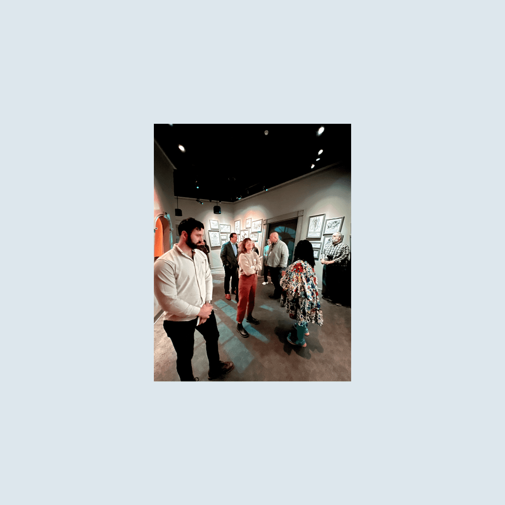 The team, taking in one of the exhibits at the museum