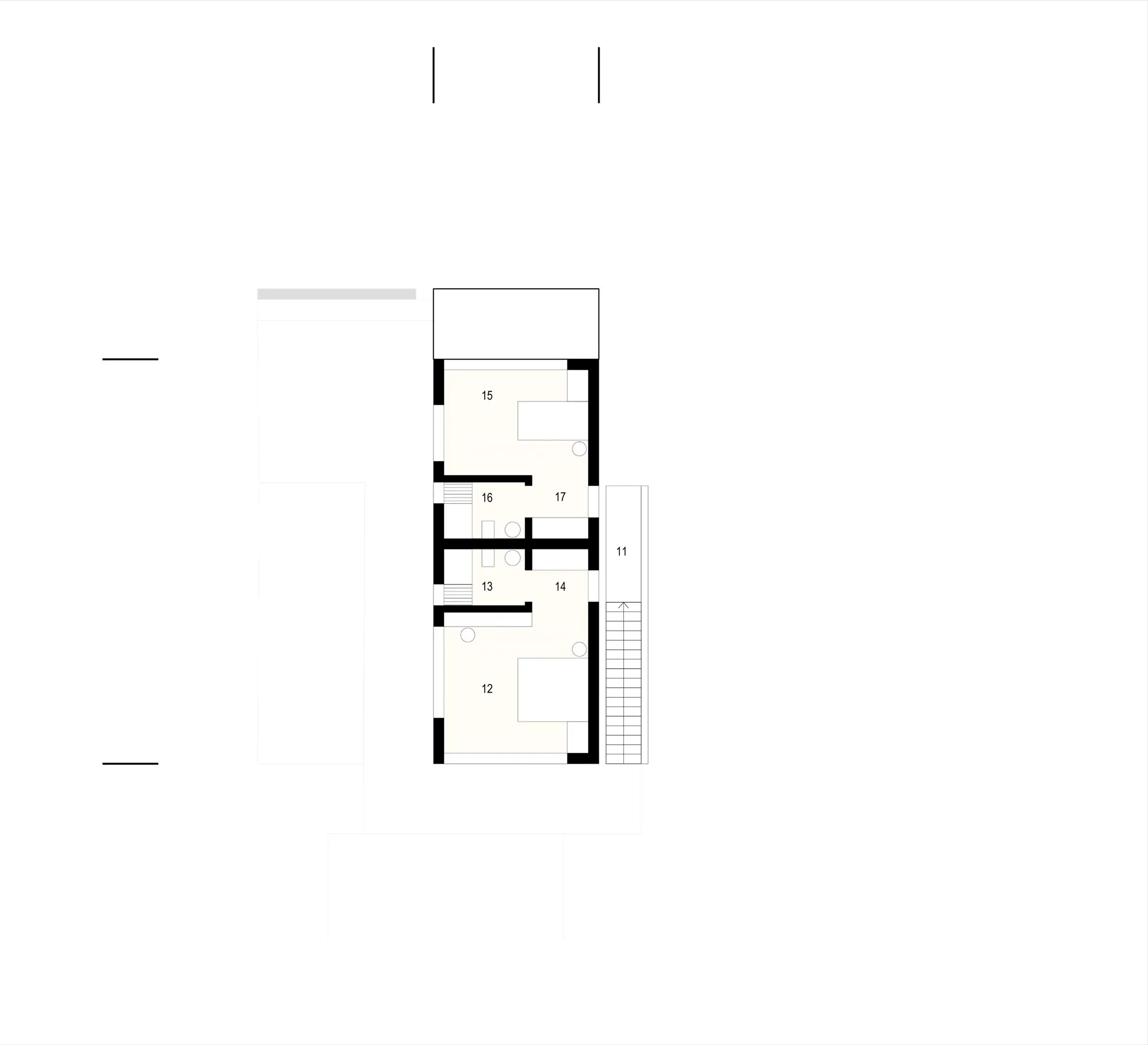Floor plan of the second villa type showing the bedrooms