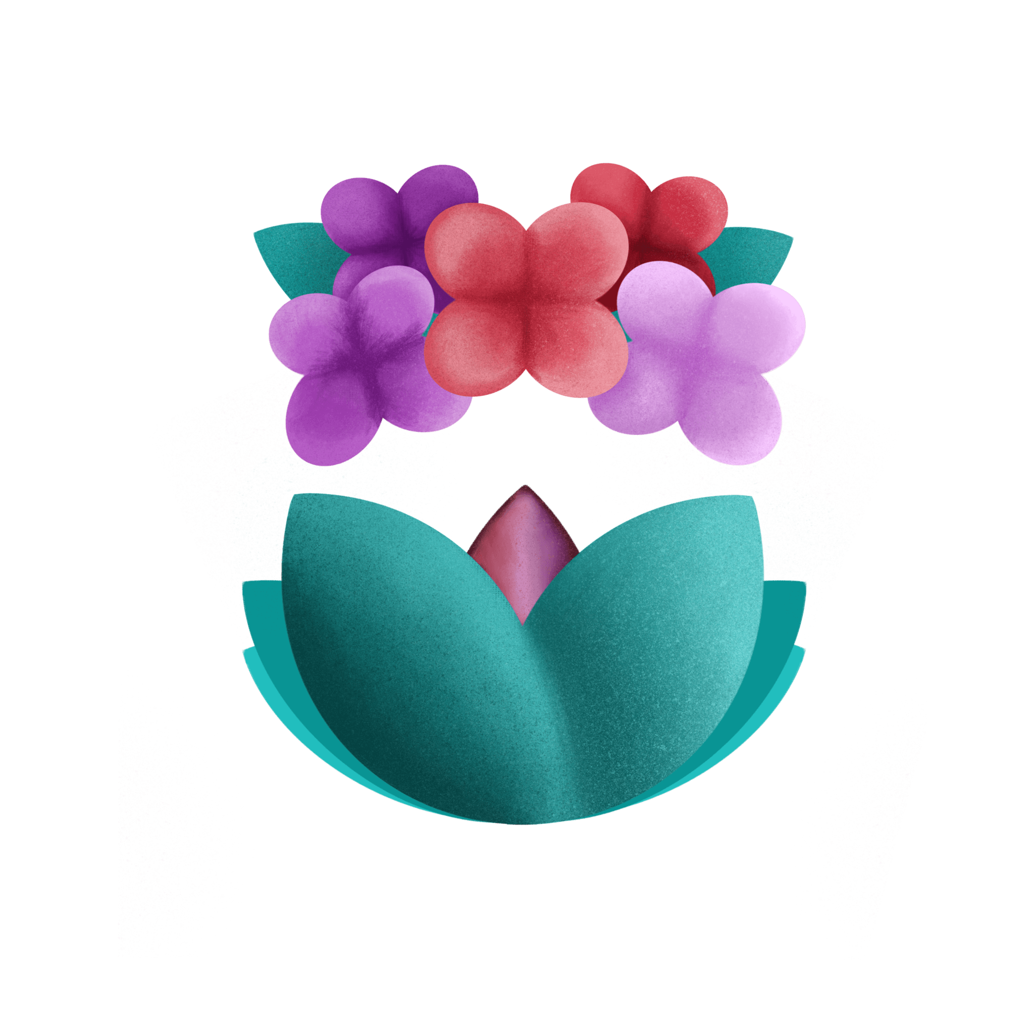 A multi-colored beehive surrounded by hexagon shapes and bees
