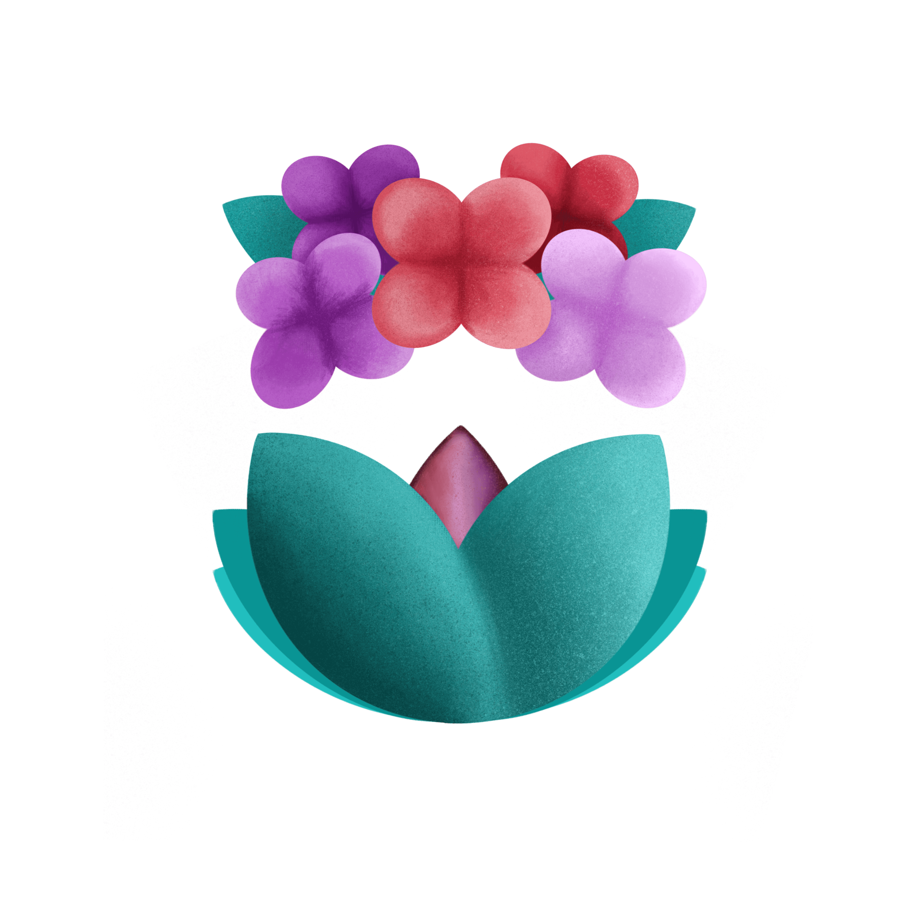 A multi-colored beehive surrounded by hexagon shapes and bees