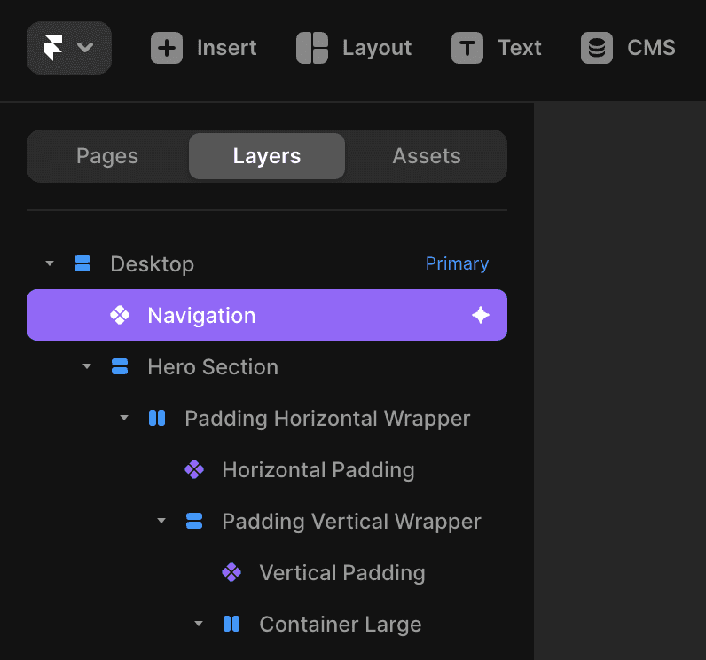 The iFramer style guide displayed in the layers panel of Framer