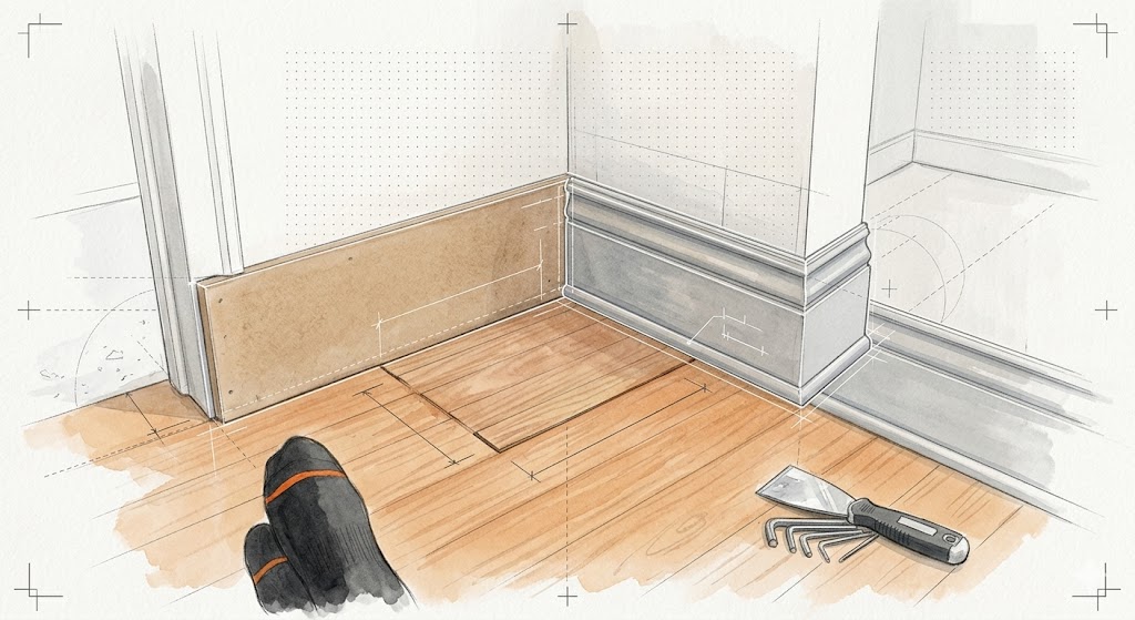 Baseboard moulding repair of Snoqualmie Ridge rental