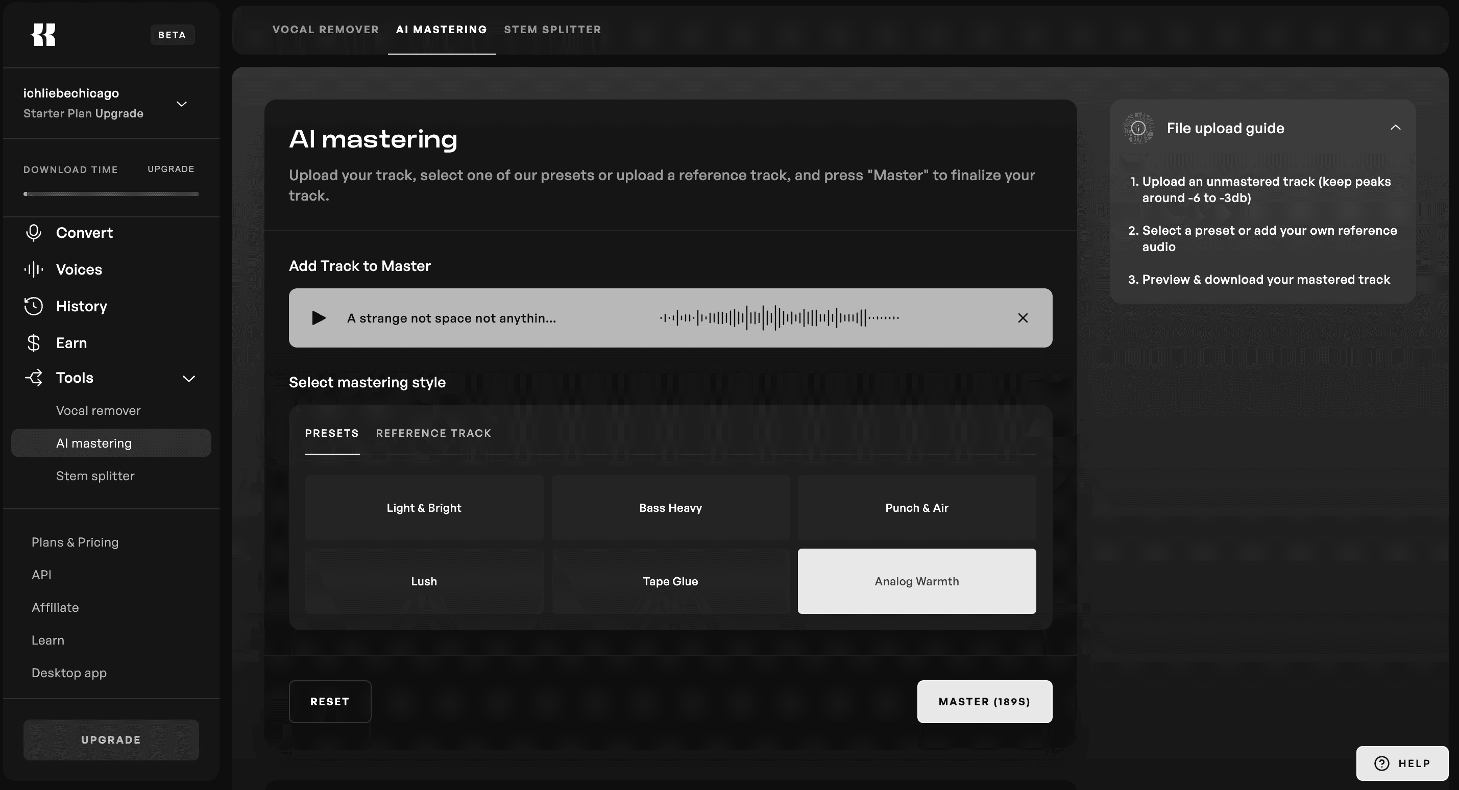 Kits AI Mastering tool