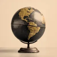 Vintage Golden-Accented Globe with Dark Backdrop