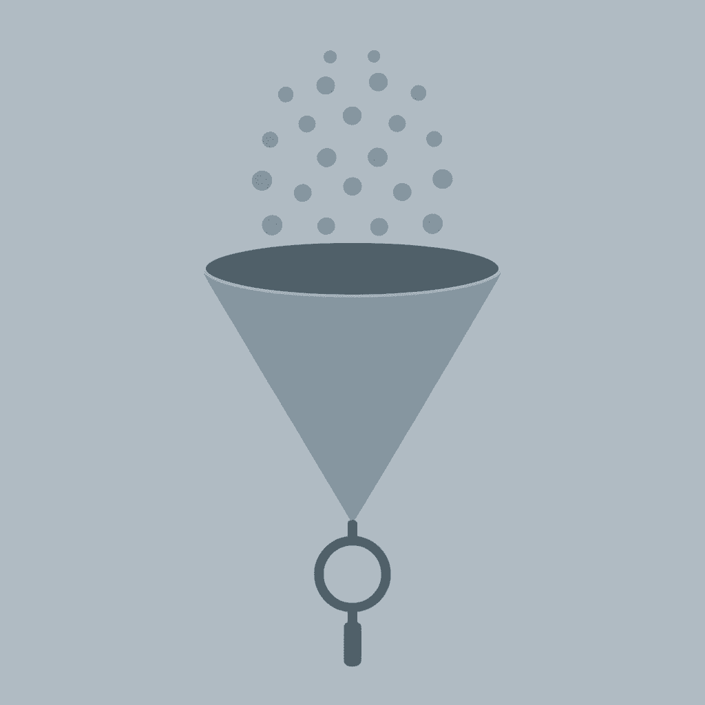 Funnel showing many poetry scholarships filtering down to personalized recommendations