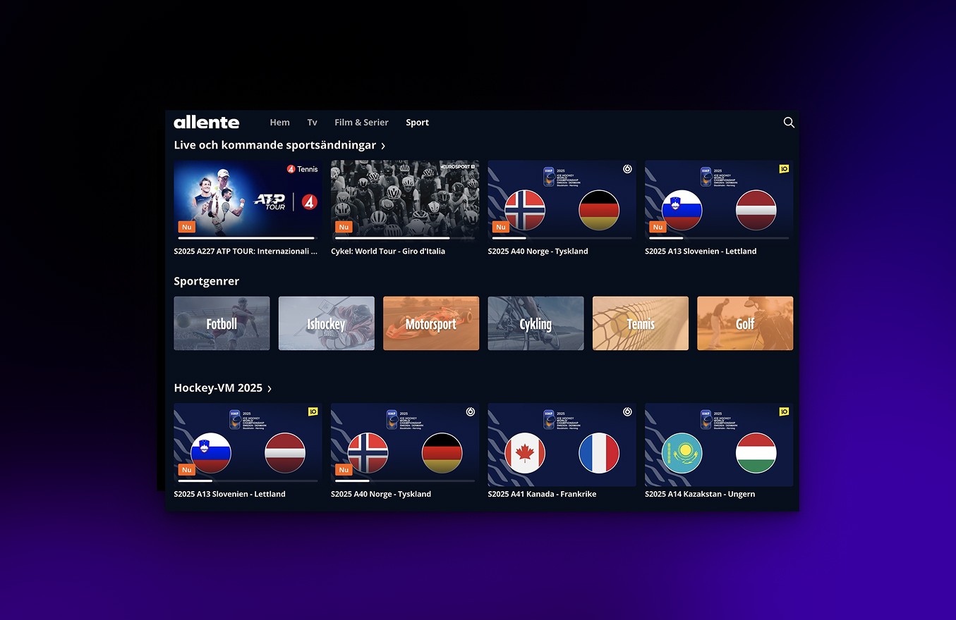 Allente sports interface upgrade with improved metadata and high-quality visuals