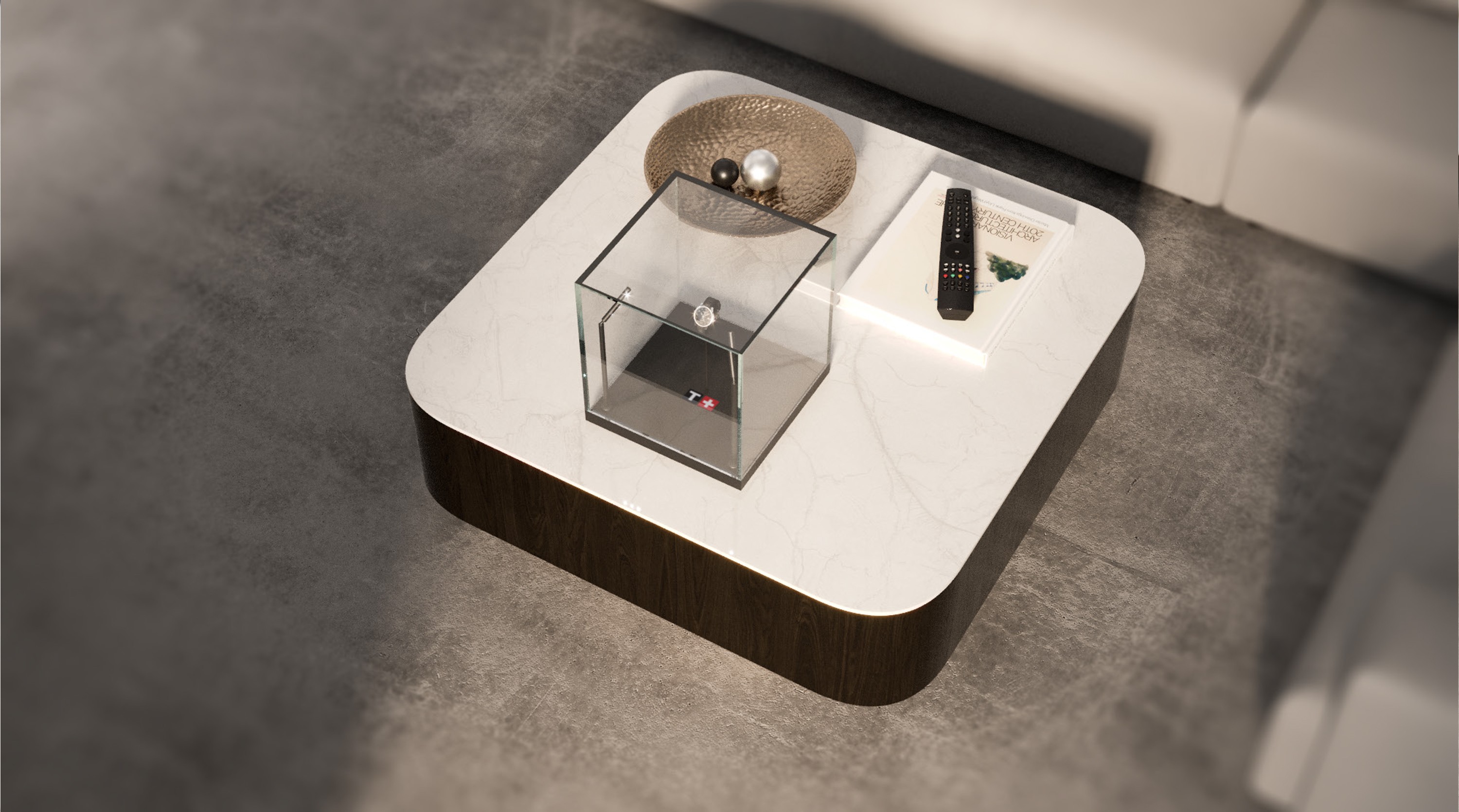 Coffee table presentation watch product for of the TISSOT watch manufacture exhibition retail concept