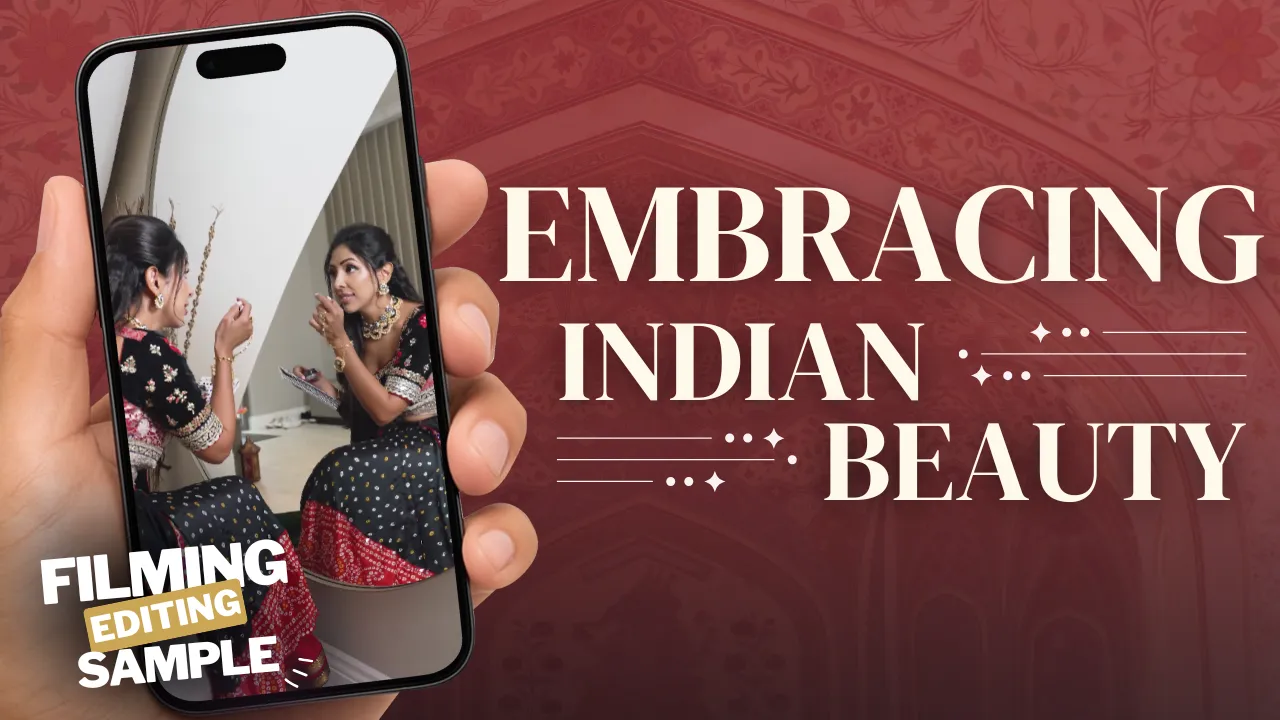 Professional video production sample highlighting Indian beauty aesthetics and cinematic editing in London