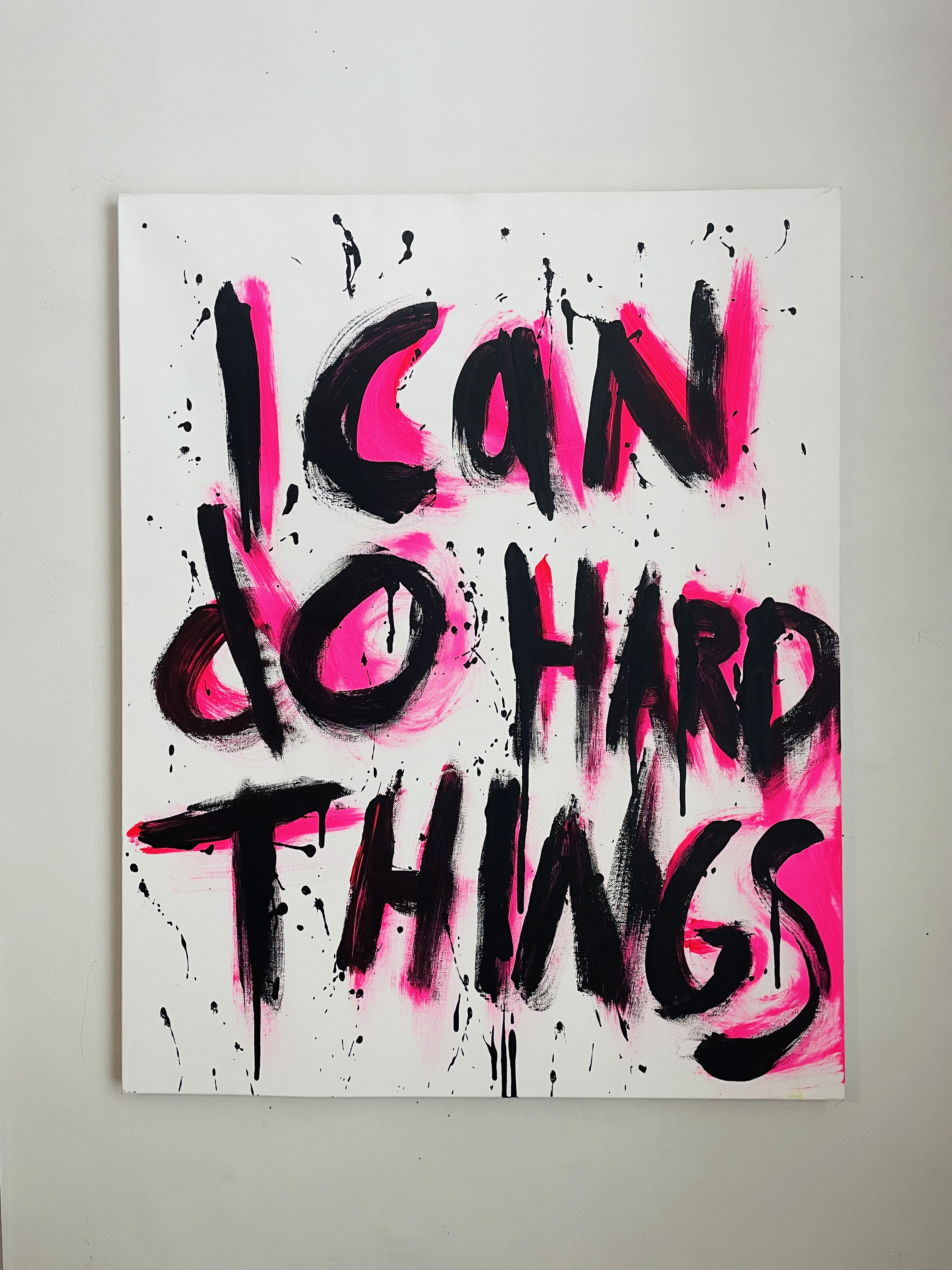 Abstract painting reading "I can do hard things"