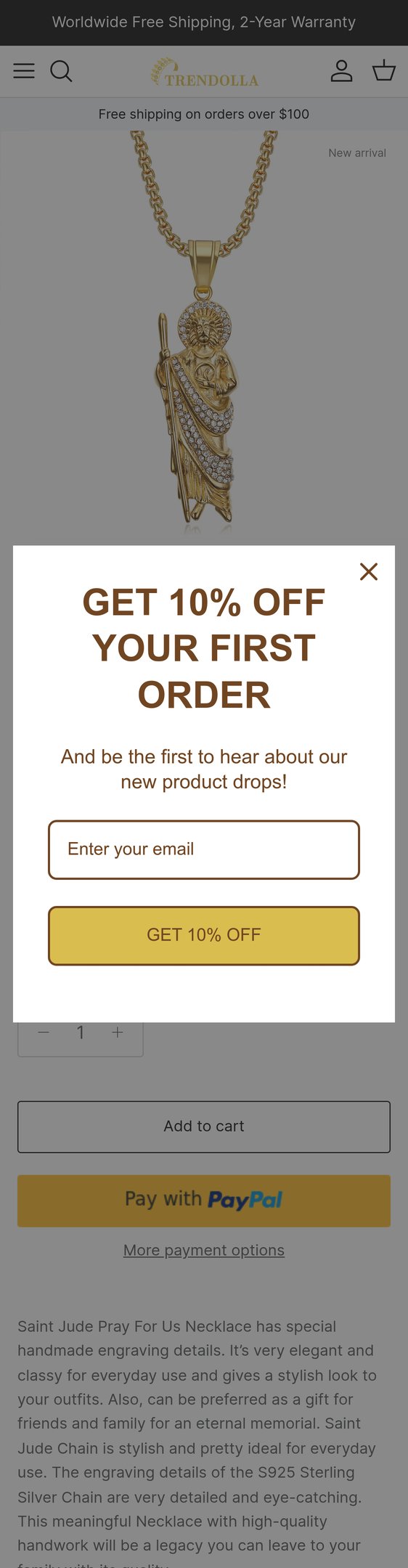 Jewelry product options include: pendant for Trendolla Premium Handmade Diverse Jewelry from Trendolla Jewelry.