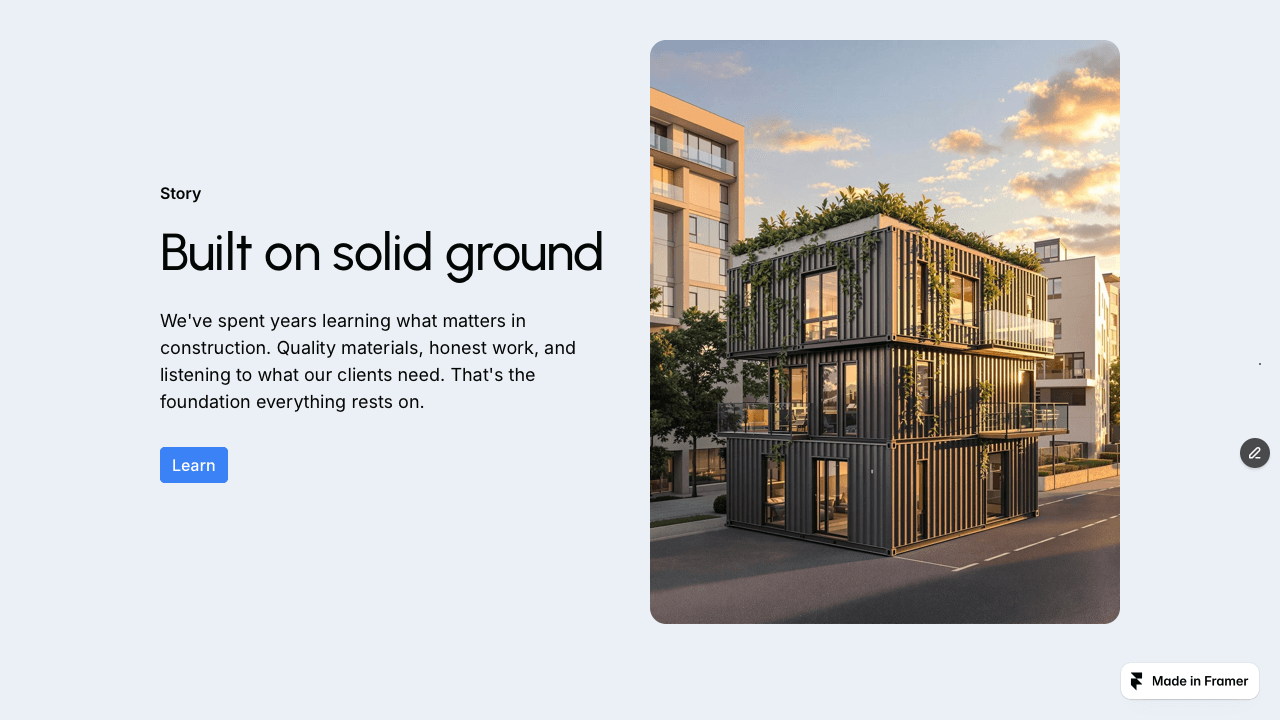 Hero section screenshot of a landing page created by MadbyCebo