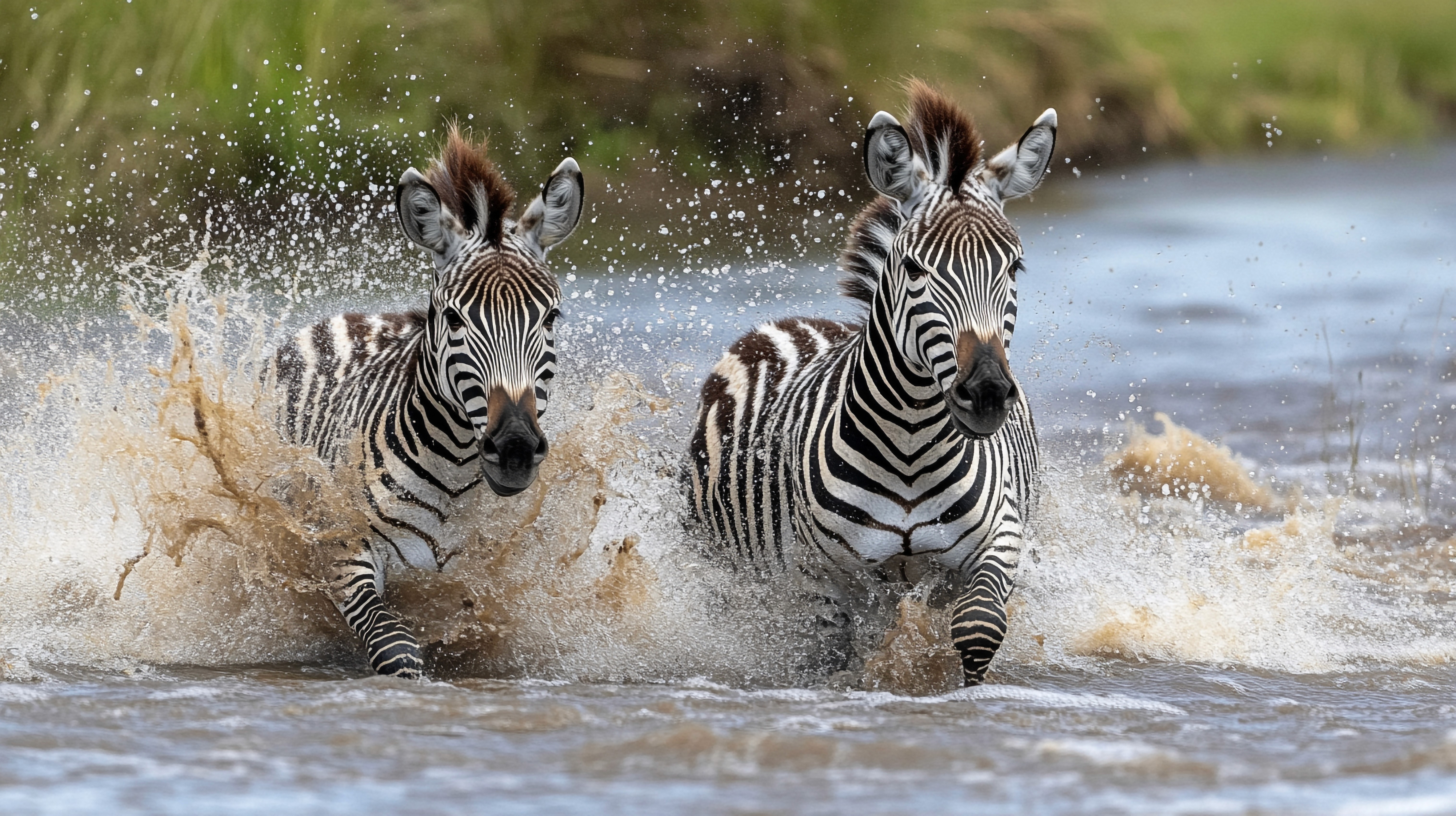red train travelling near body of water