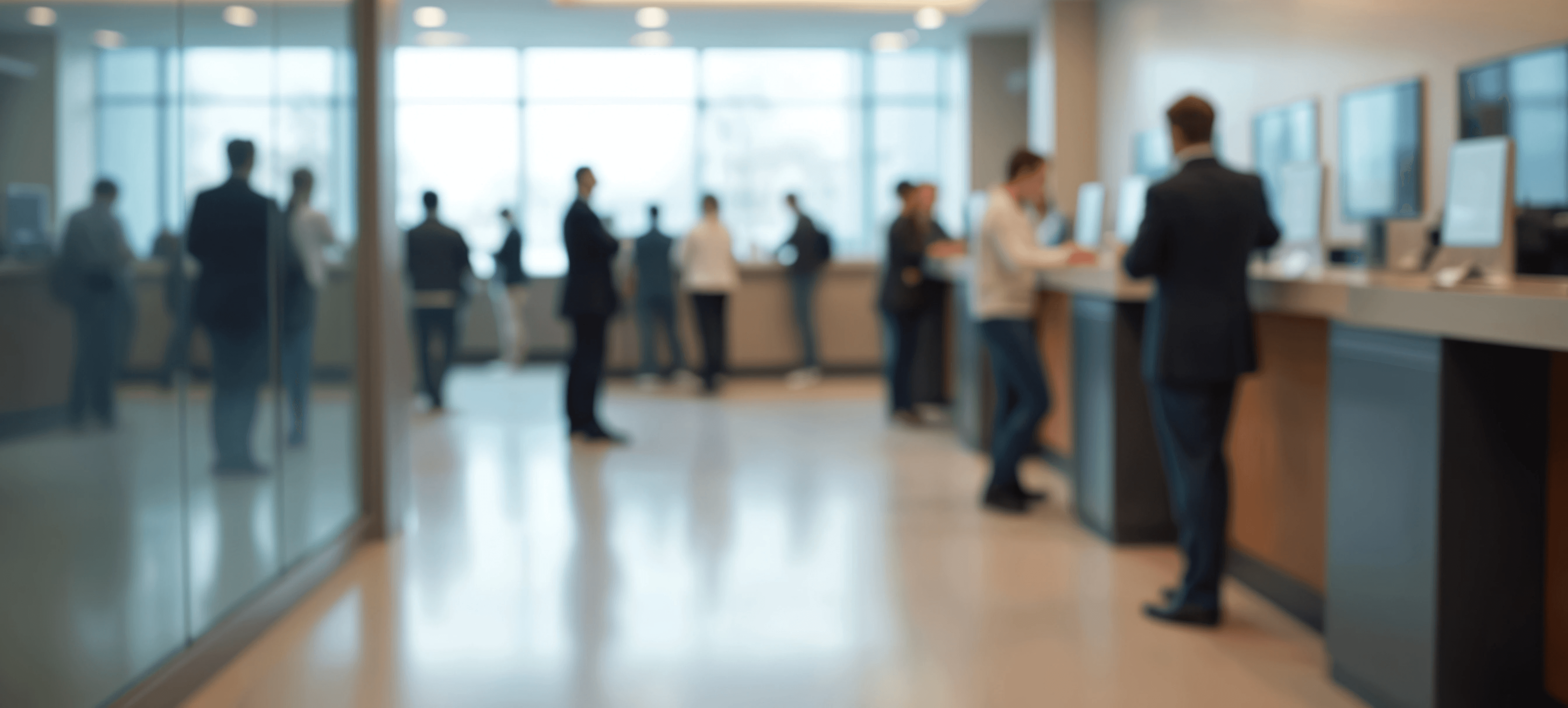 Geschäftsleute, die Servicedetails an einem Kundenschalter besprechen, repräsentieren das Kunden- und Anforderungsmanagement durch klare Kommunikation, vereinbarte Anforderungen und kontrollierte Verpflichtungen.