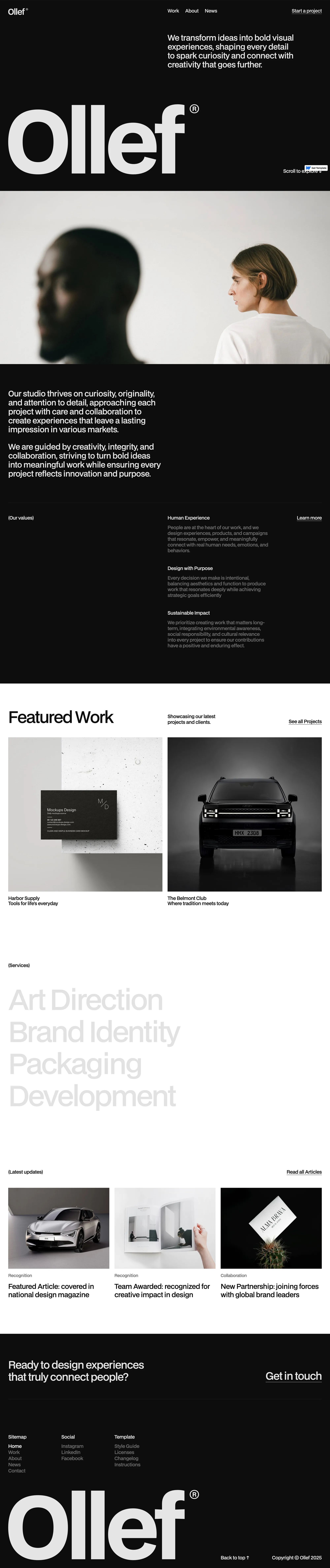 Ollef® portfolio page screenshot showcasing Advertising and Design design