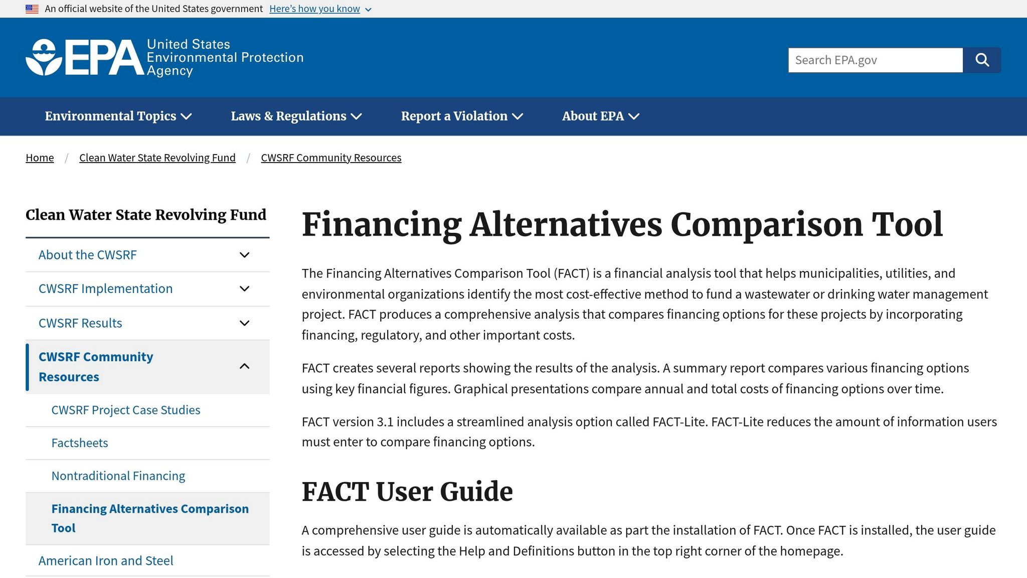 Financing Alternatives Comparison Tool