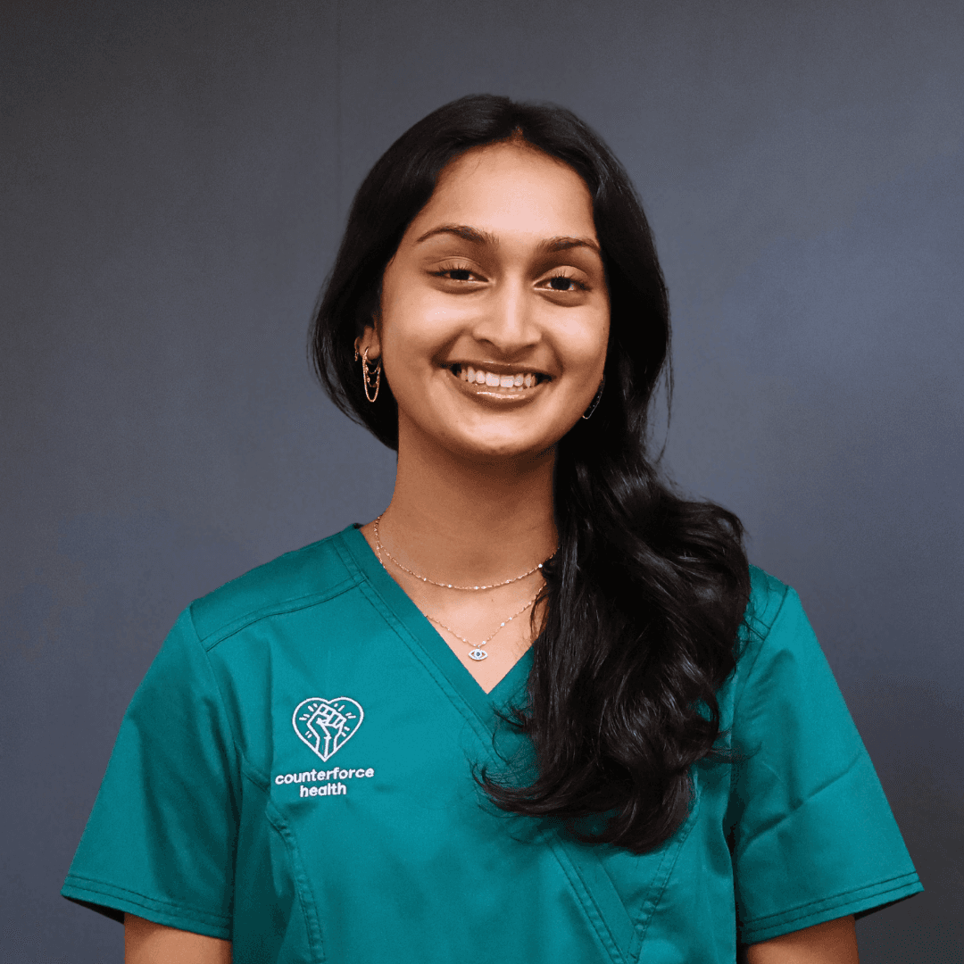 Pallavi in Counterforce scrubs
