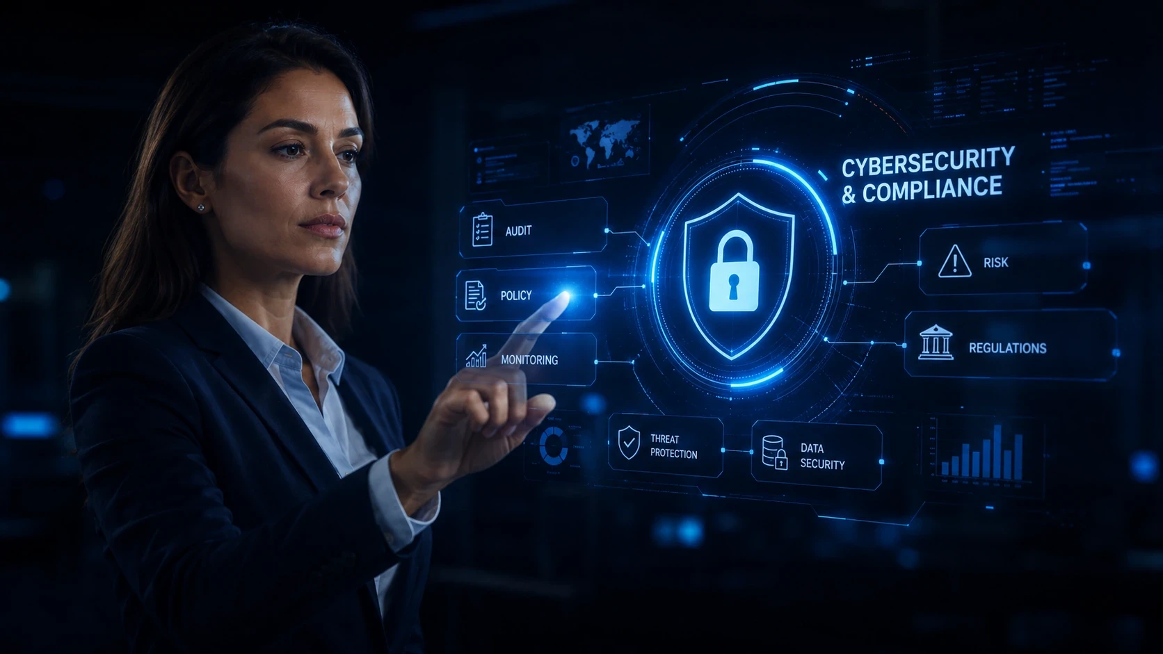 Computer data chip representing cybersecurity and compliance