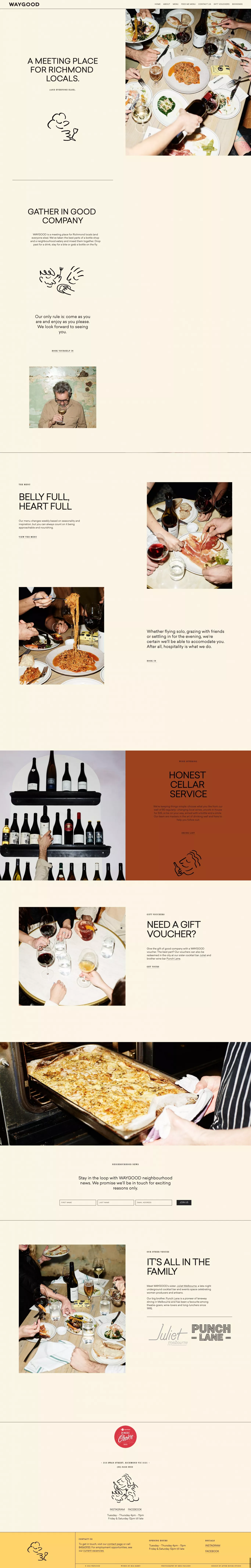 WAYGOOD landing page screenshot showcasing Food & Drinks and Local Business design