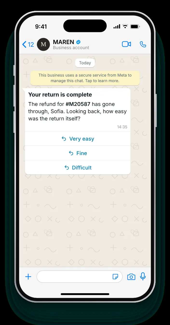 How sending it back felt: WhatsApp feedback message on an iPhone