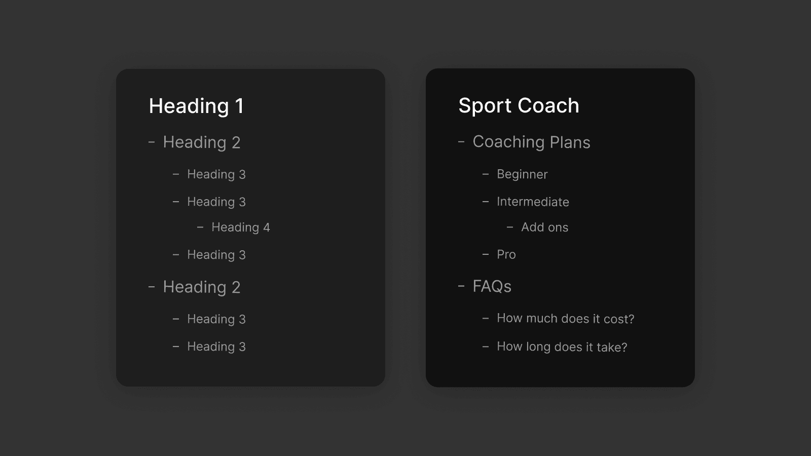 example of a good heading hiearchy