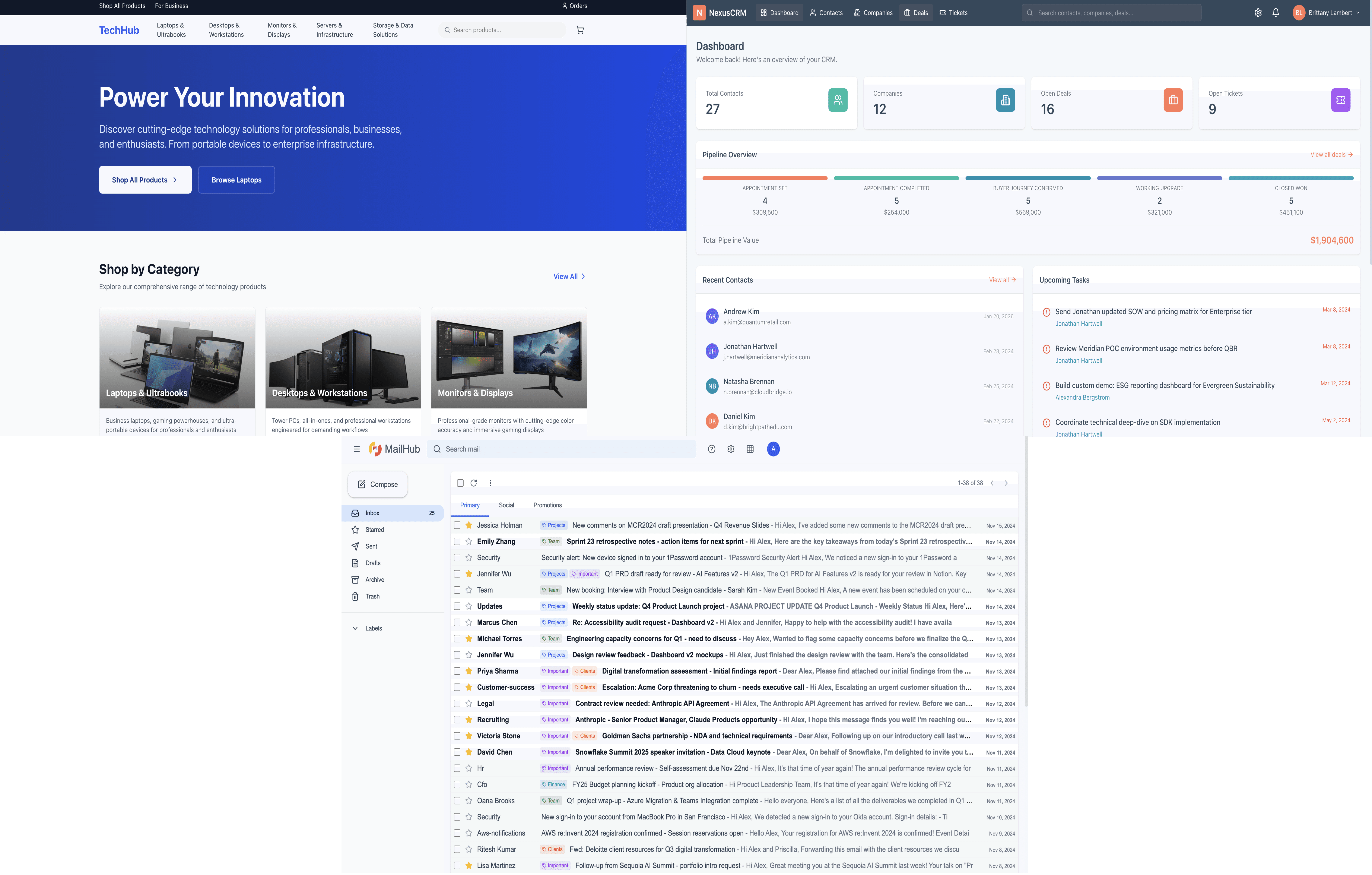 Examples of synthetic environments created for training Holo3
