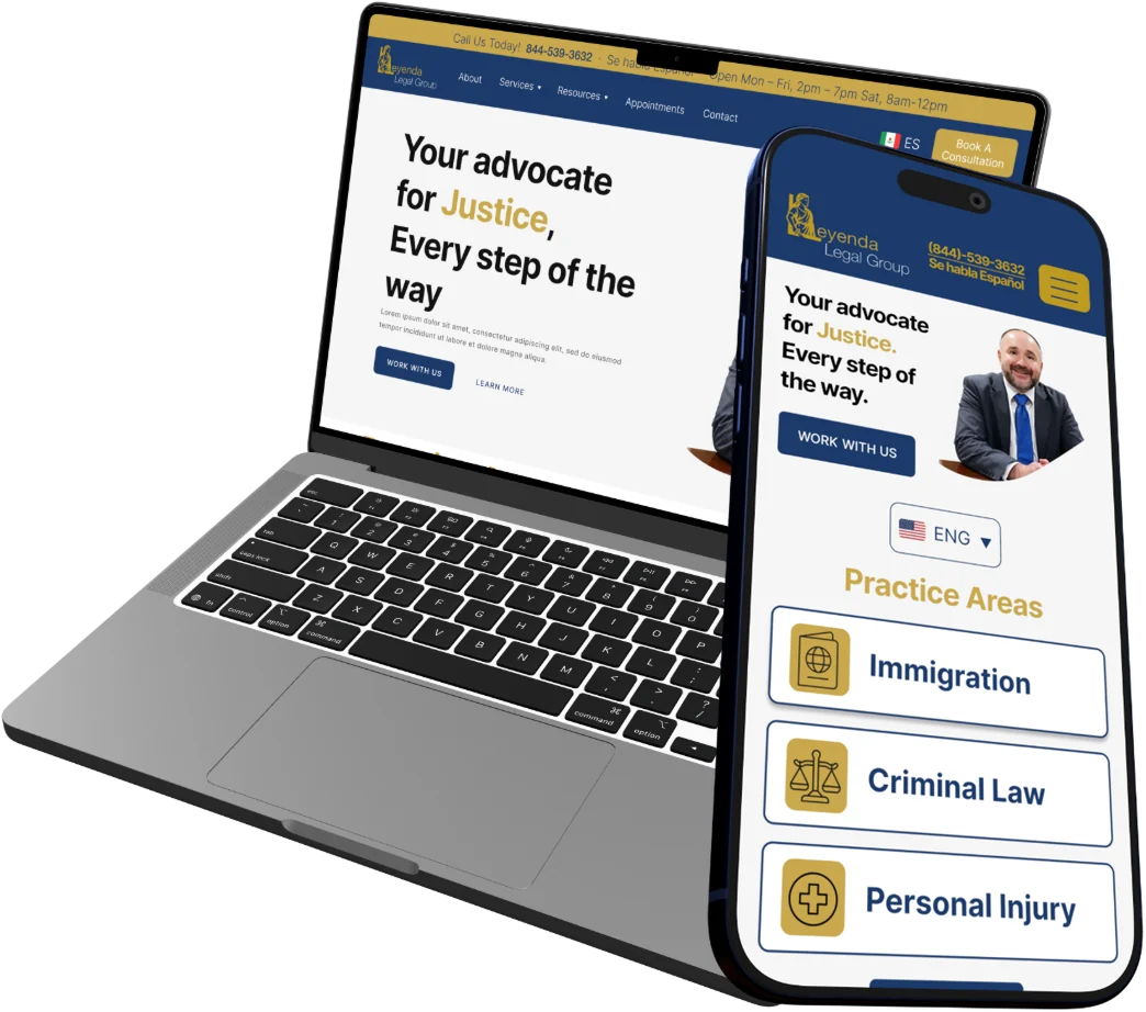 Leyenda Legal Group shown on device mockups