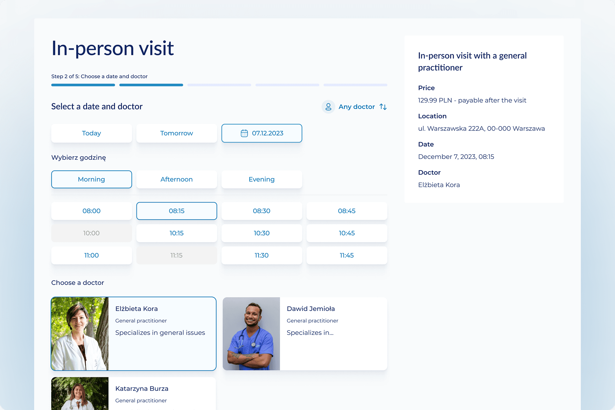 In-person Visit Screen