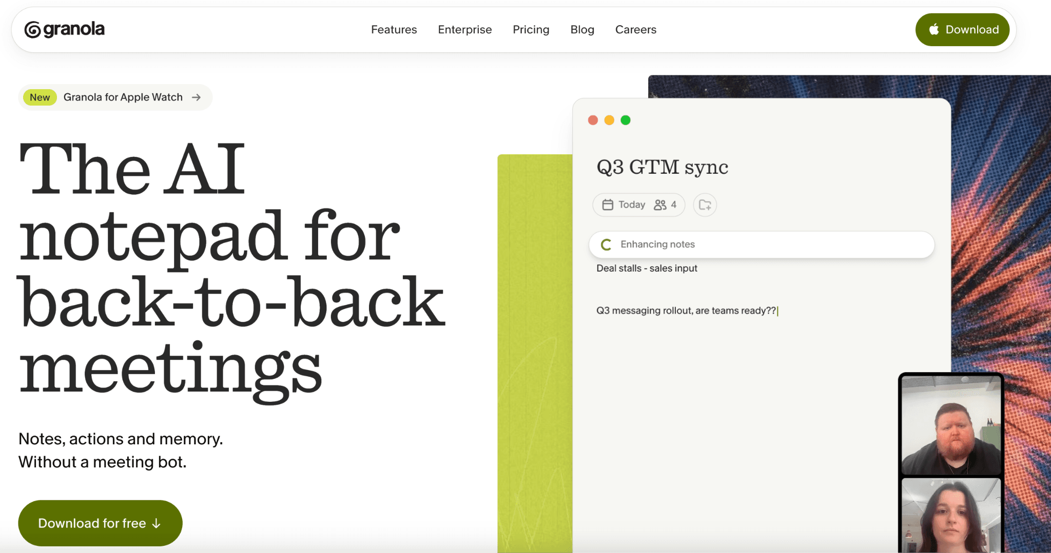 Granola AI meeting notes homepage