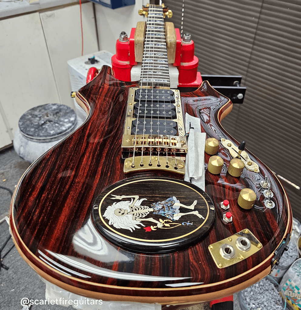 Jerry Garcia Rosebud Replica Guitar shiny front angled
