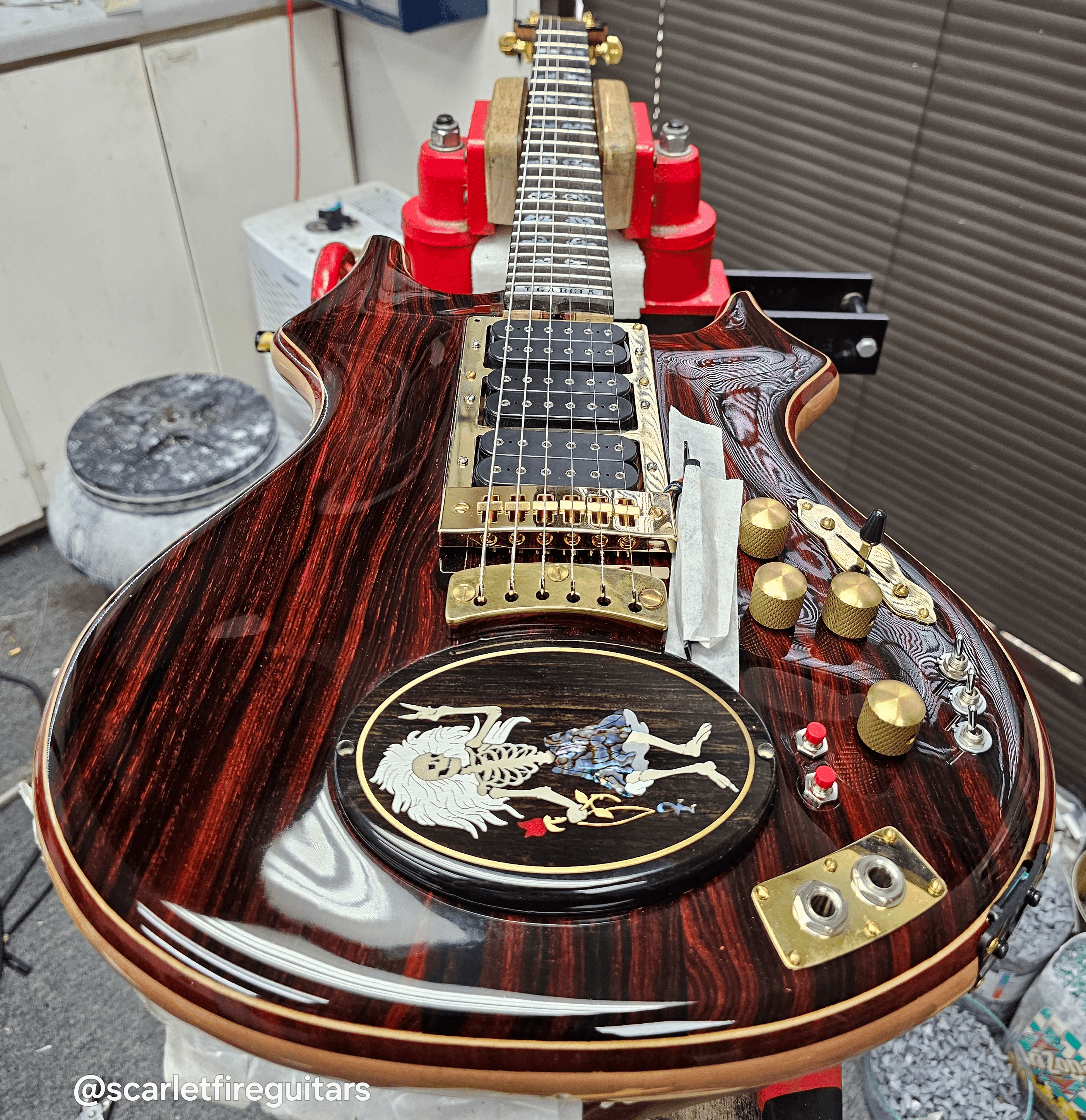 Jerry Garcia Rosebud Replica Guitar shiny front angled