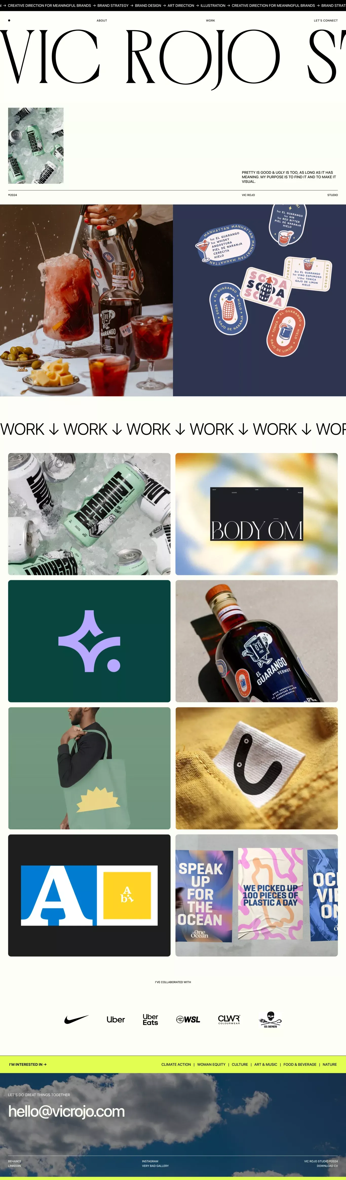 Vic Rojo Studio portfolio page screenshot showcasing Design design